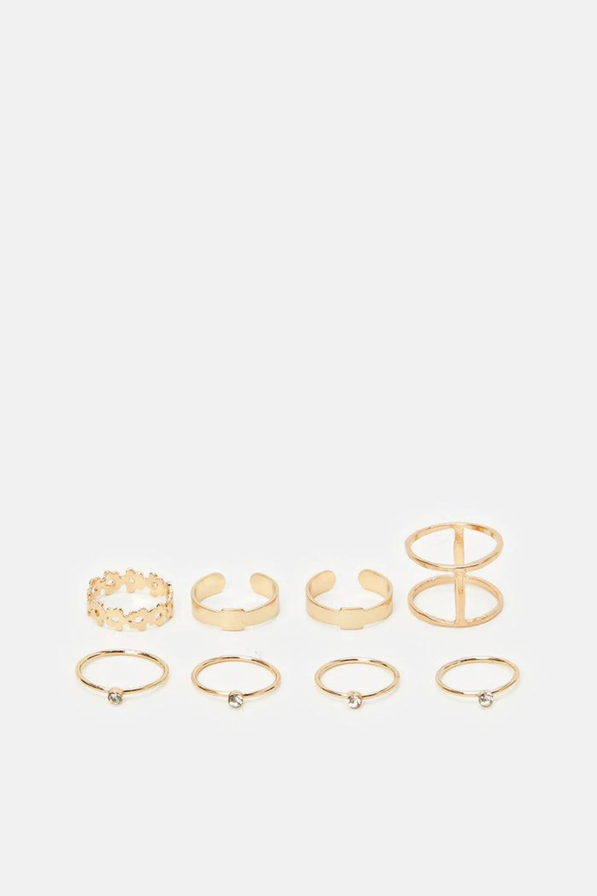 Women Embellished Gold Ring Set (8 Piece)