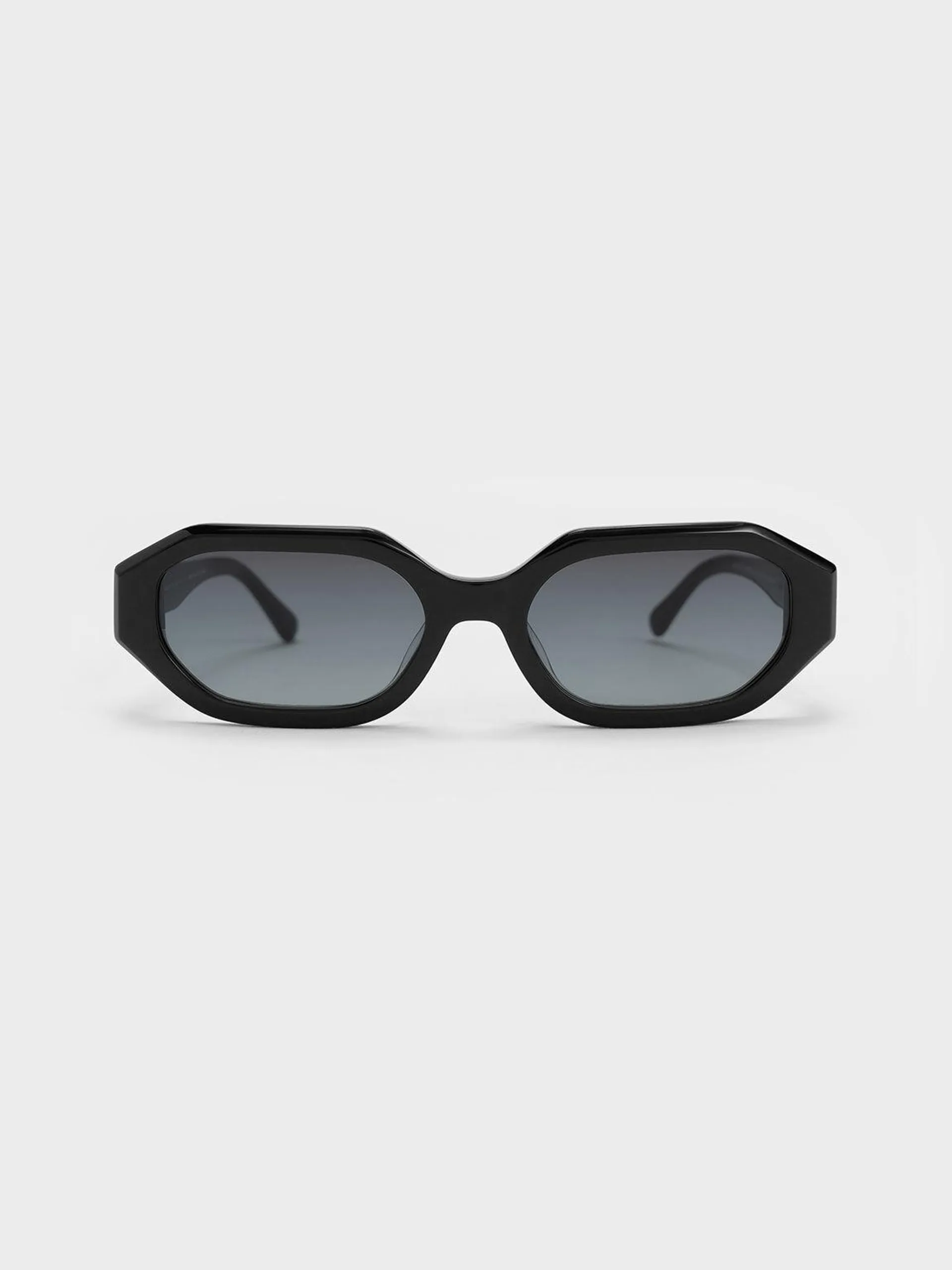 Gabine Recycled Acetate Oval Sunglasses - Black