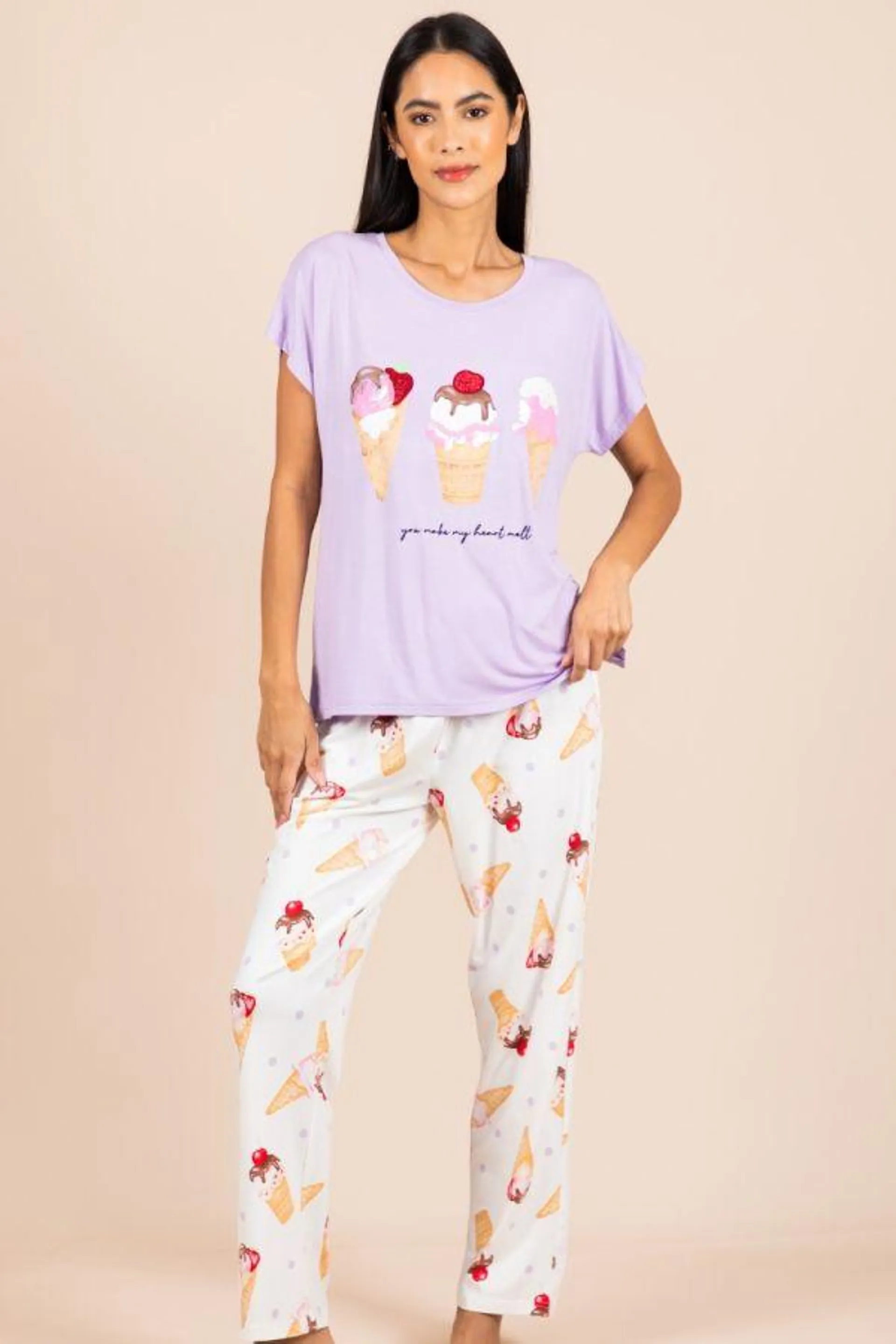 Ladies Lilac Ice Cream PJ