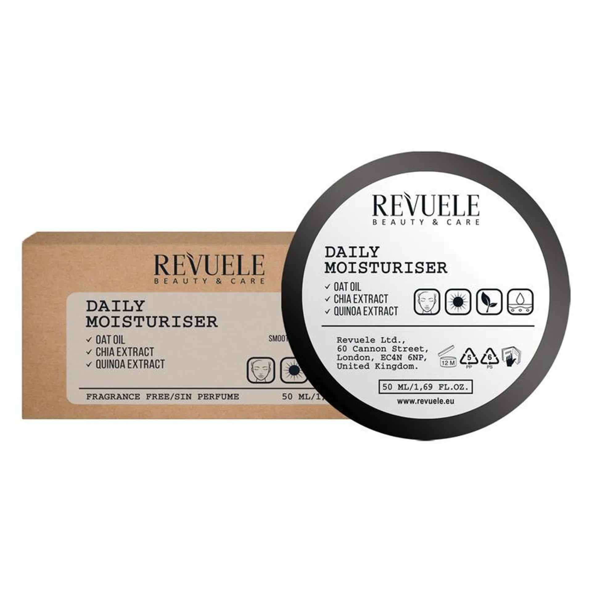 REVUELE VEGAN & ORGANIC DAILY MOISTURISER 50ml