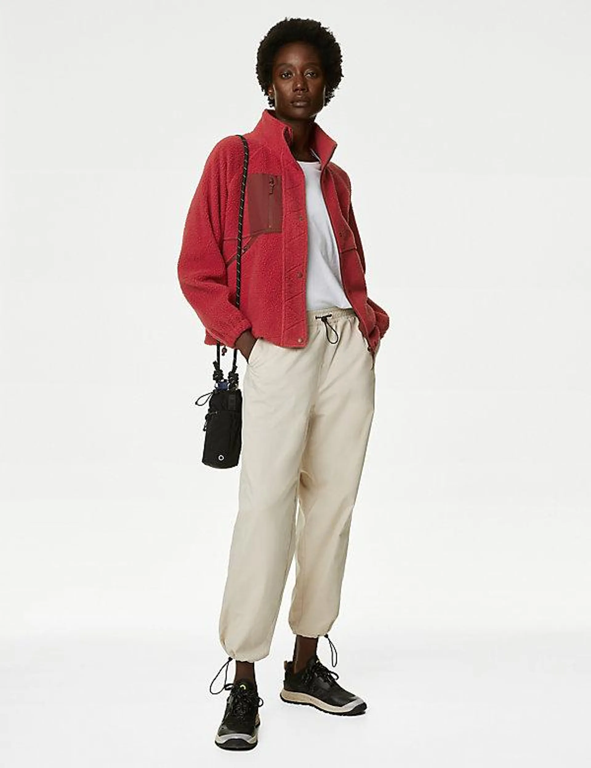 Borg Zip Up Fleece Cropped Jacket