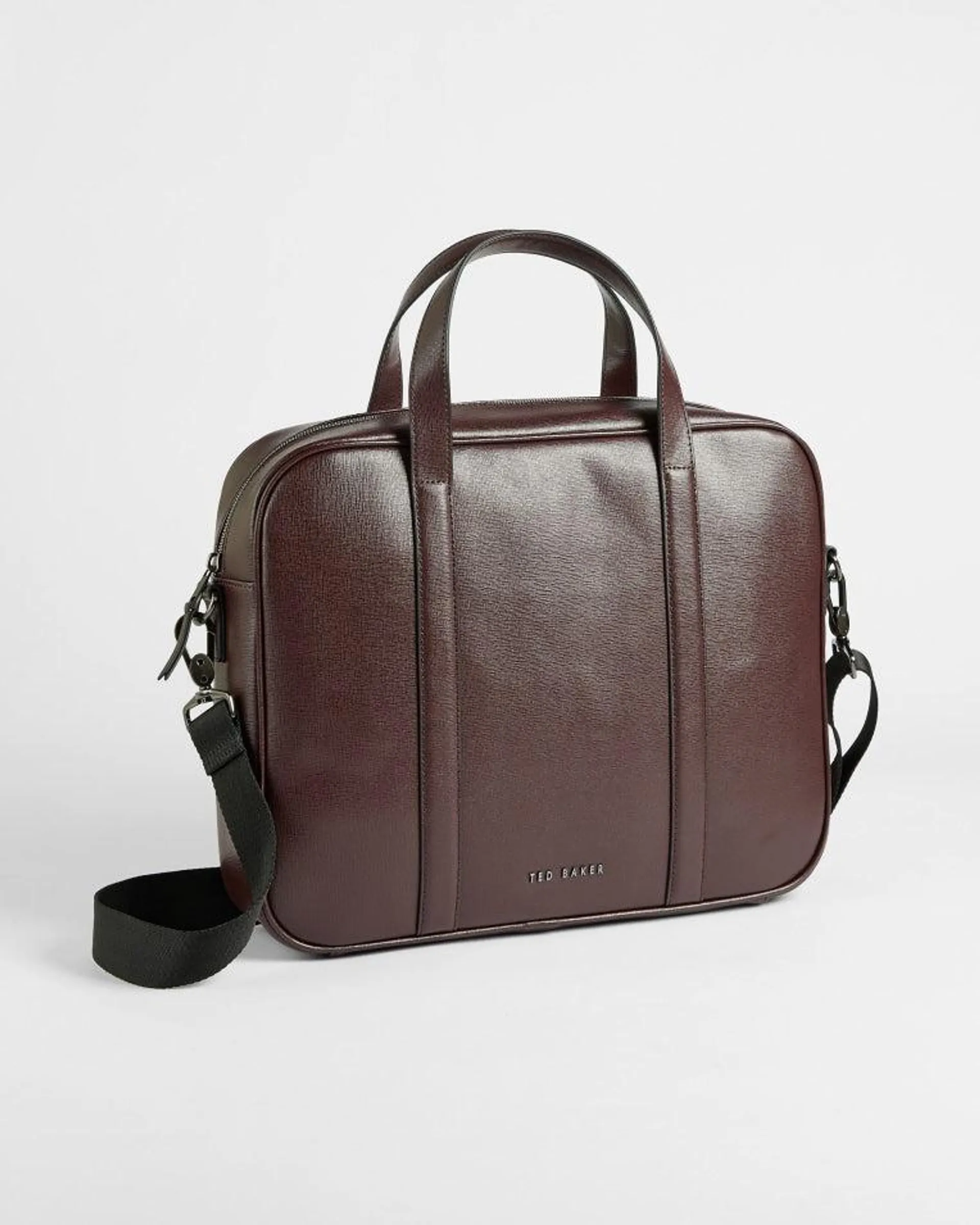 Strath Saffiano Leather Document Bag Oxblood