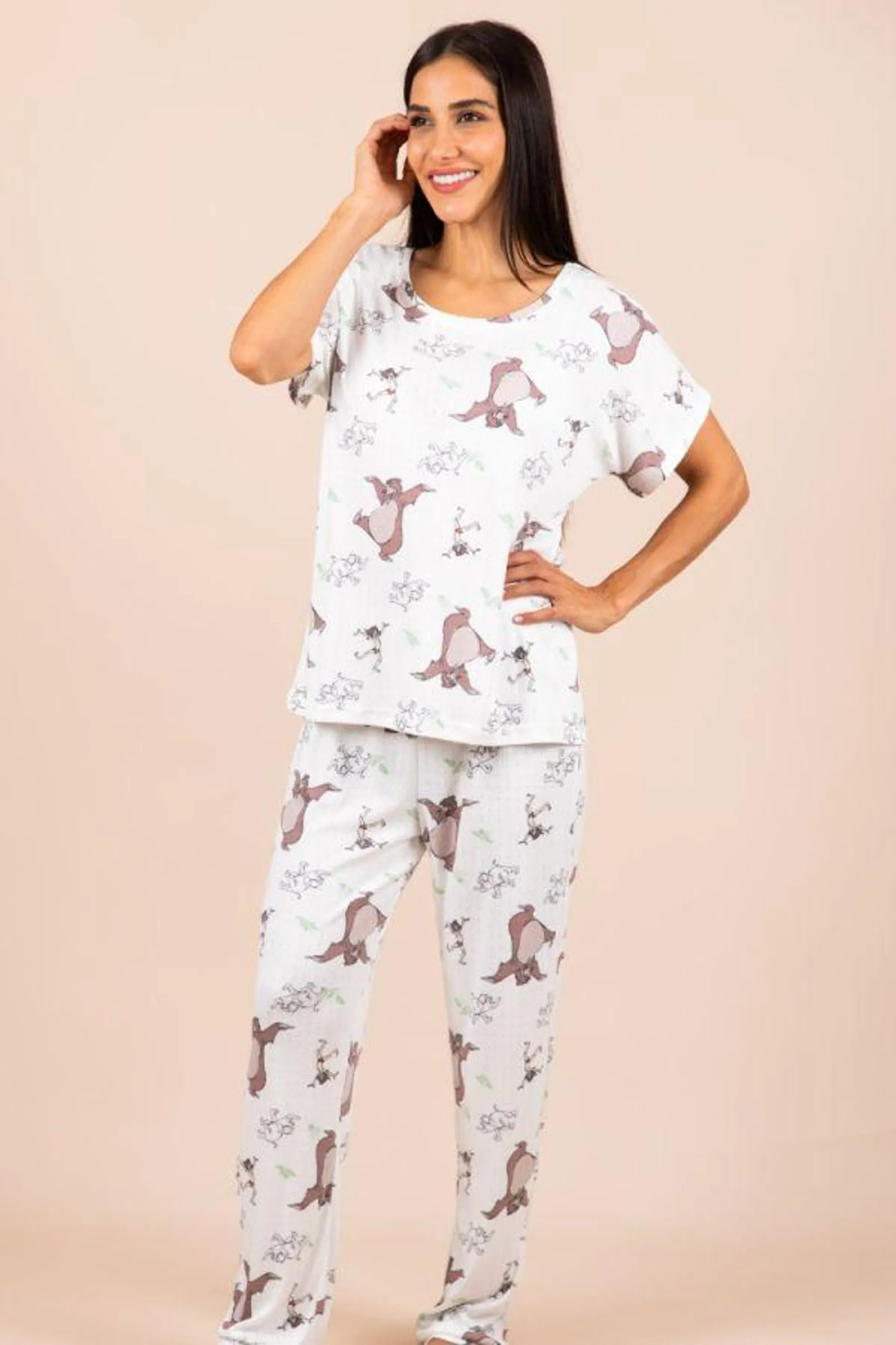 Ladies White Jungle Book Pointelle PJ