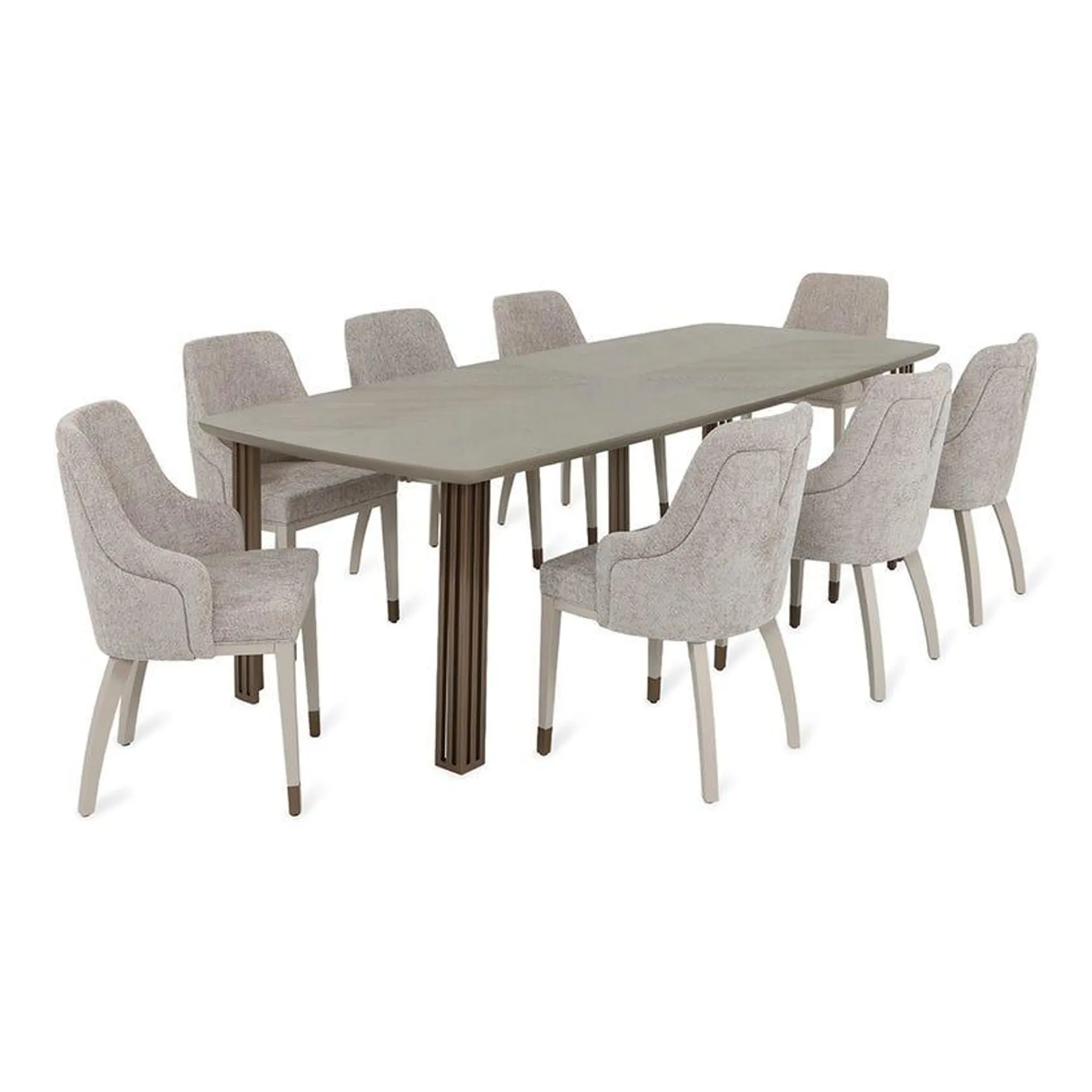 Ibiza 1+8 Dining Set, Light Grey & Brown - 280x115 cm