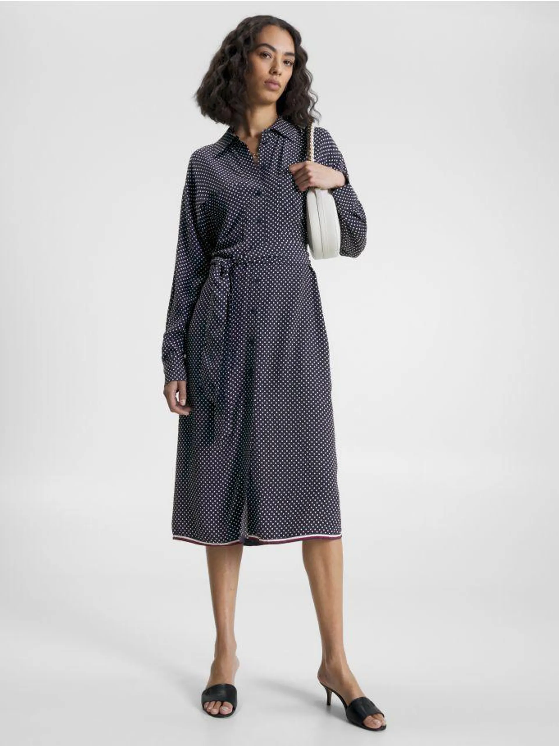 Polka Dot Midi Shirt Dress