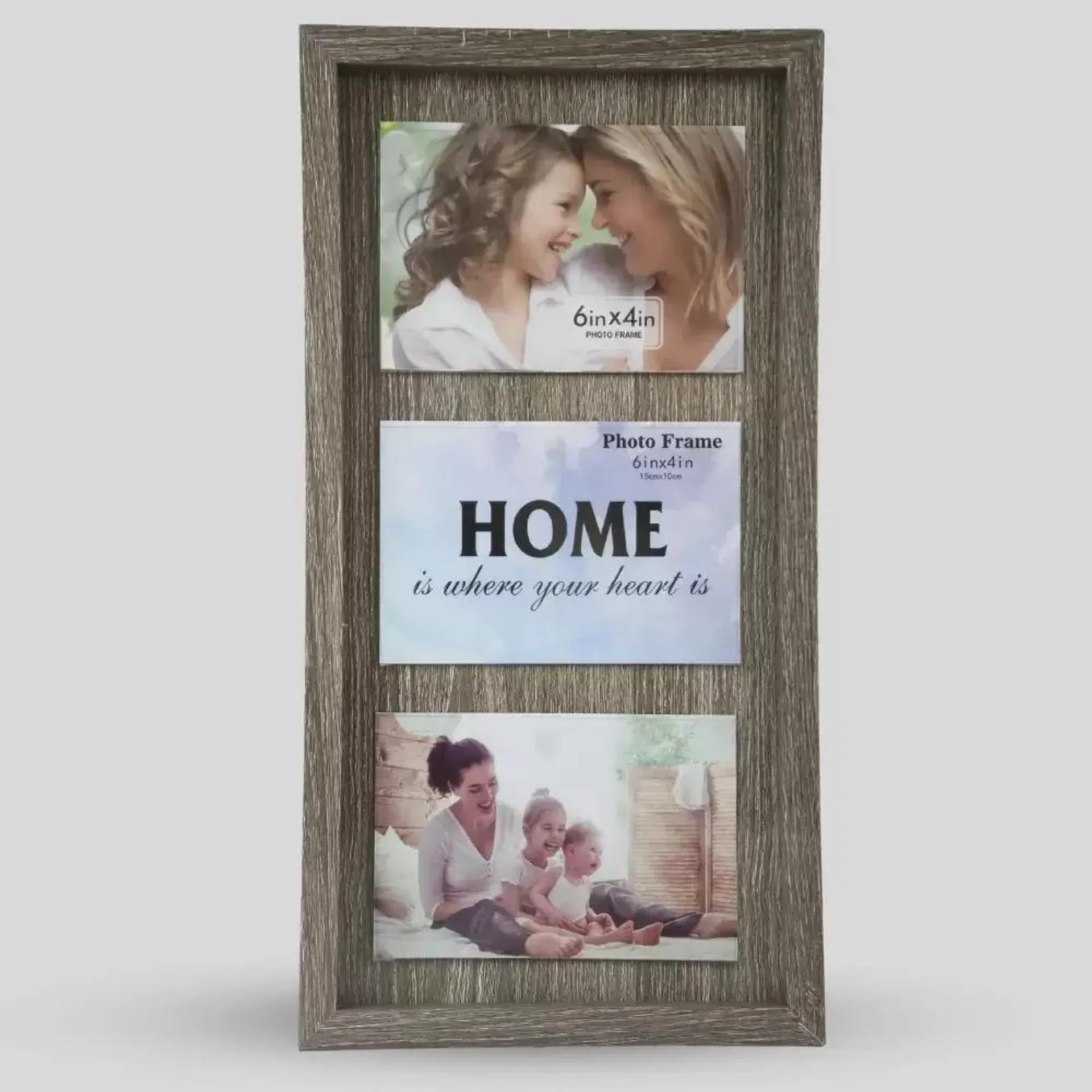 Solid Wood Molding Photo Frame without Cover- 3 Photos Place in 1 Frame Gray Color