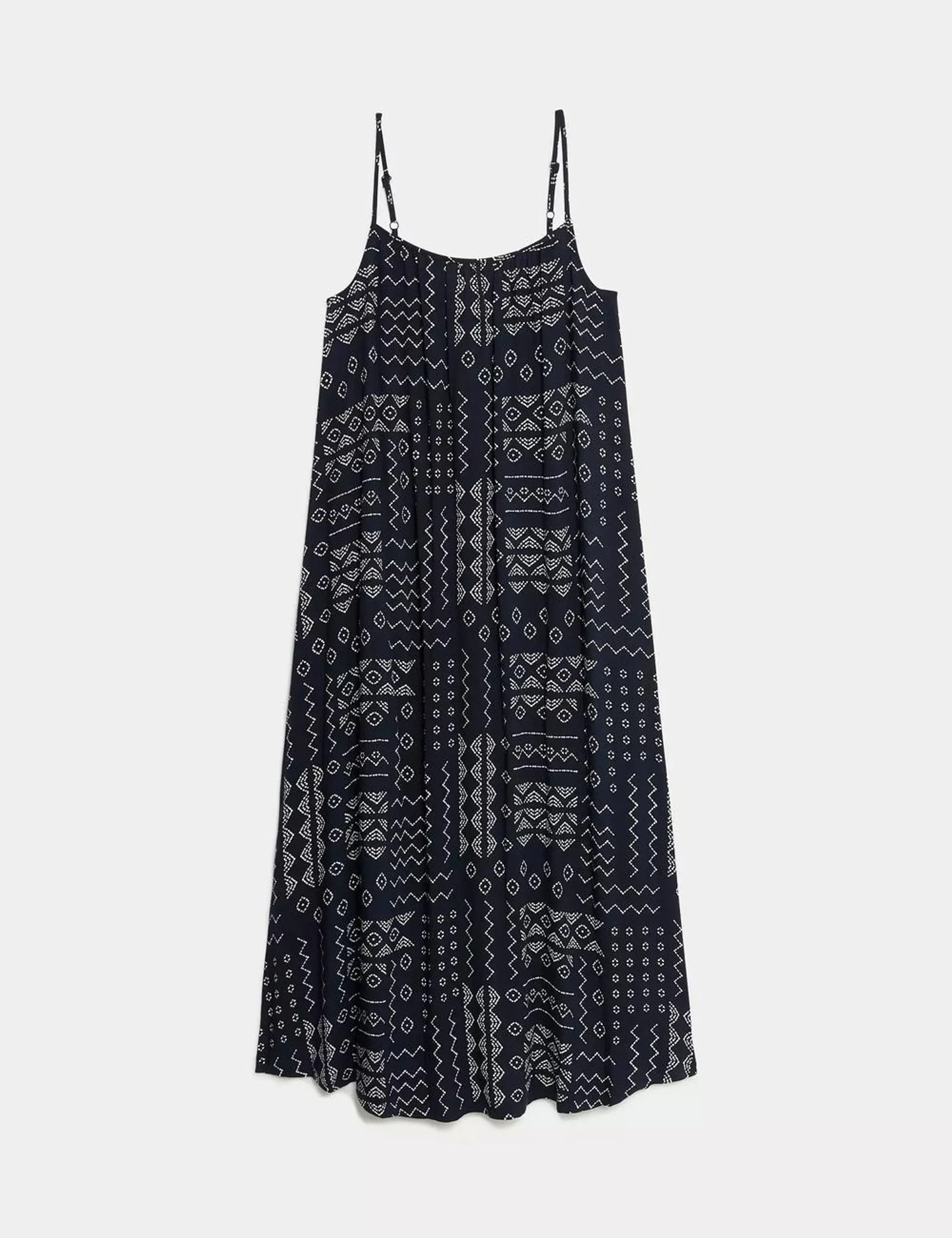 Printed Square Neck Midi Cami Slip Dress