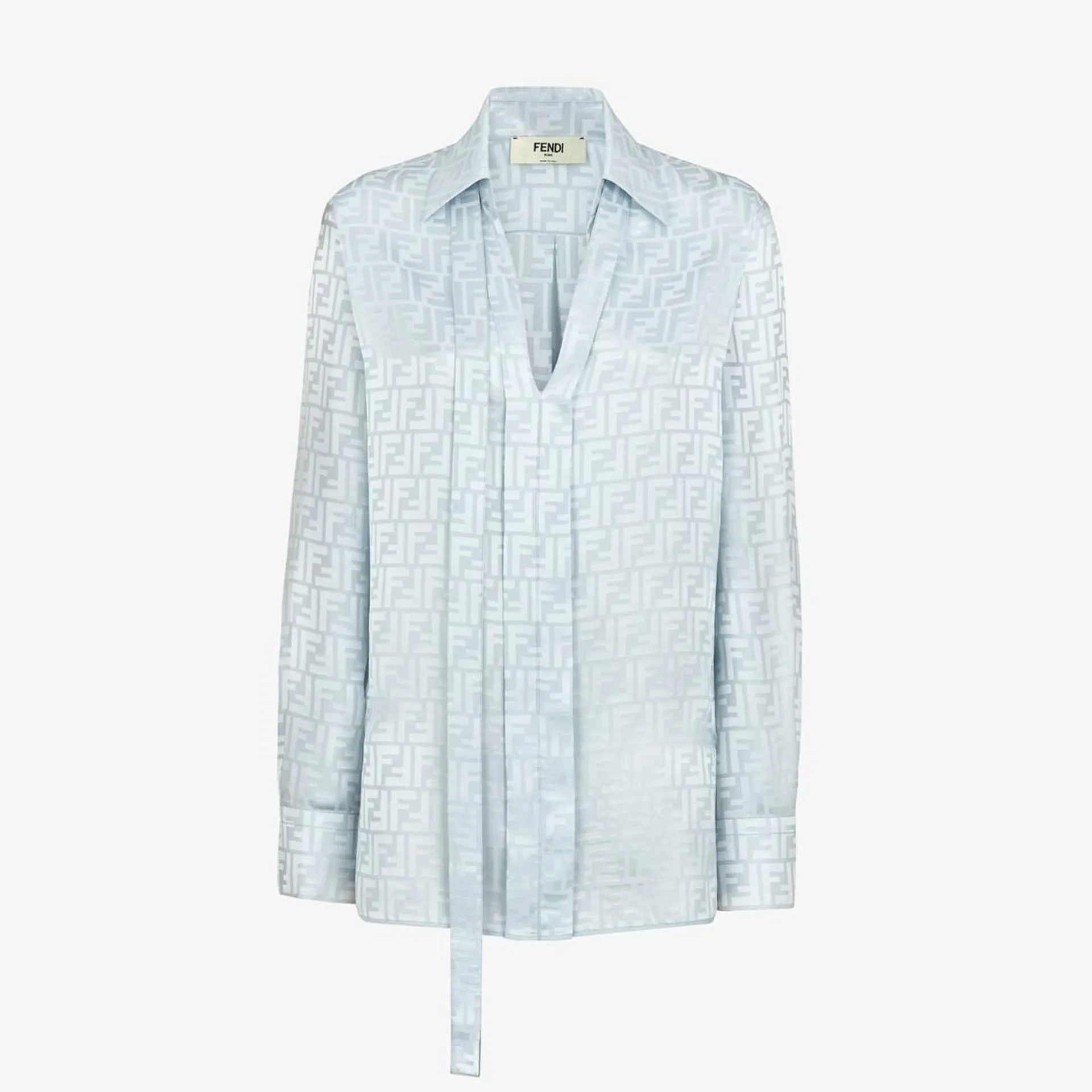 Light blue FF satin crêpe shirt