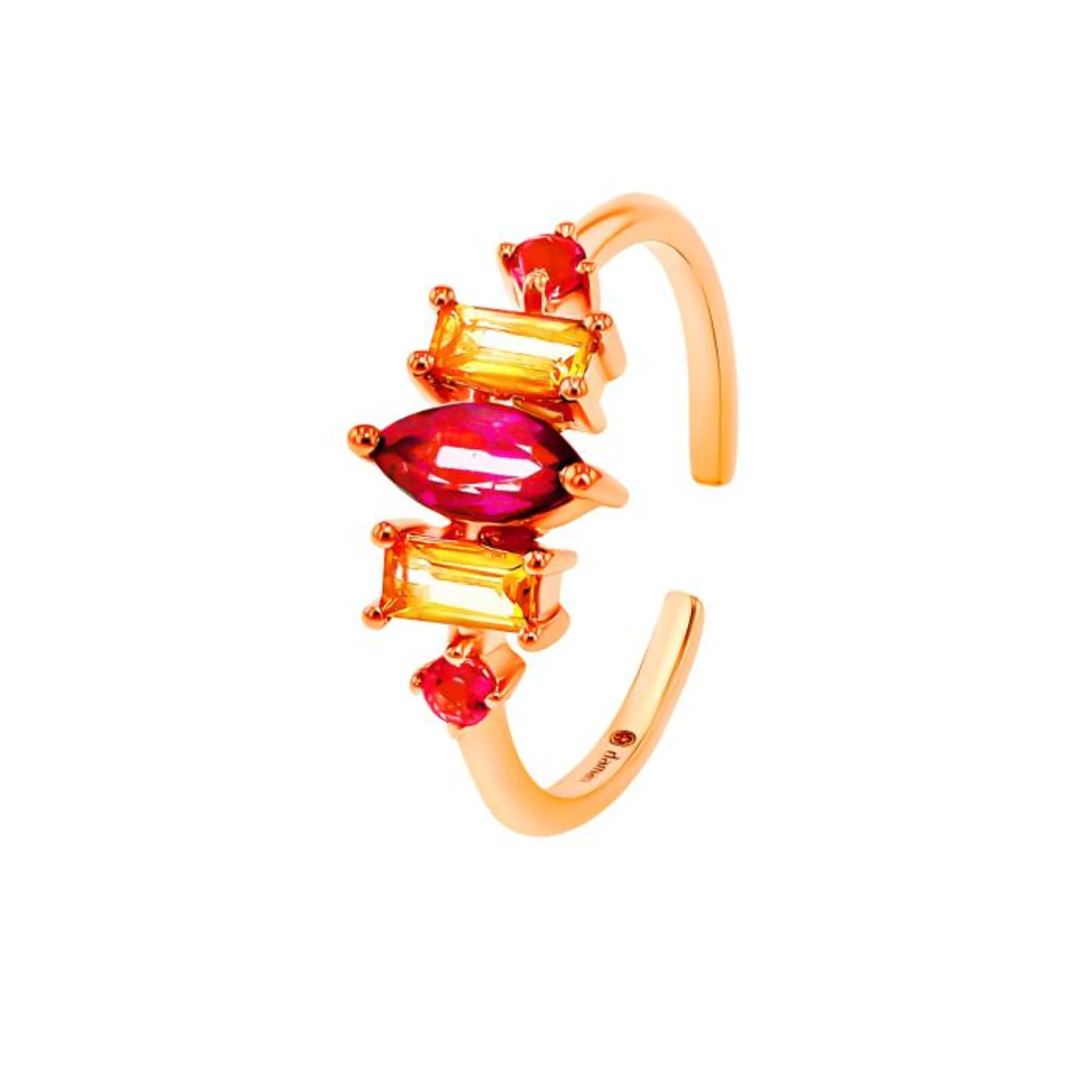 Fireworks Sparks Coloured Gemstone Adjustable Midi Ring