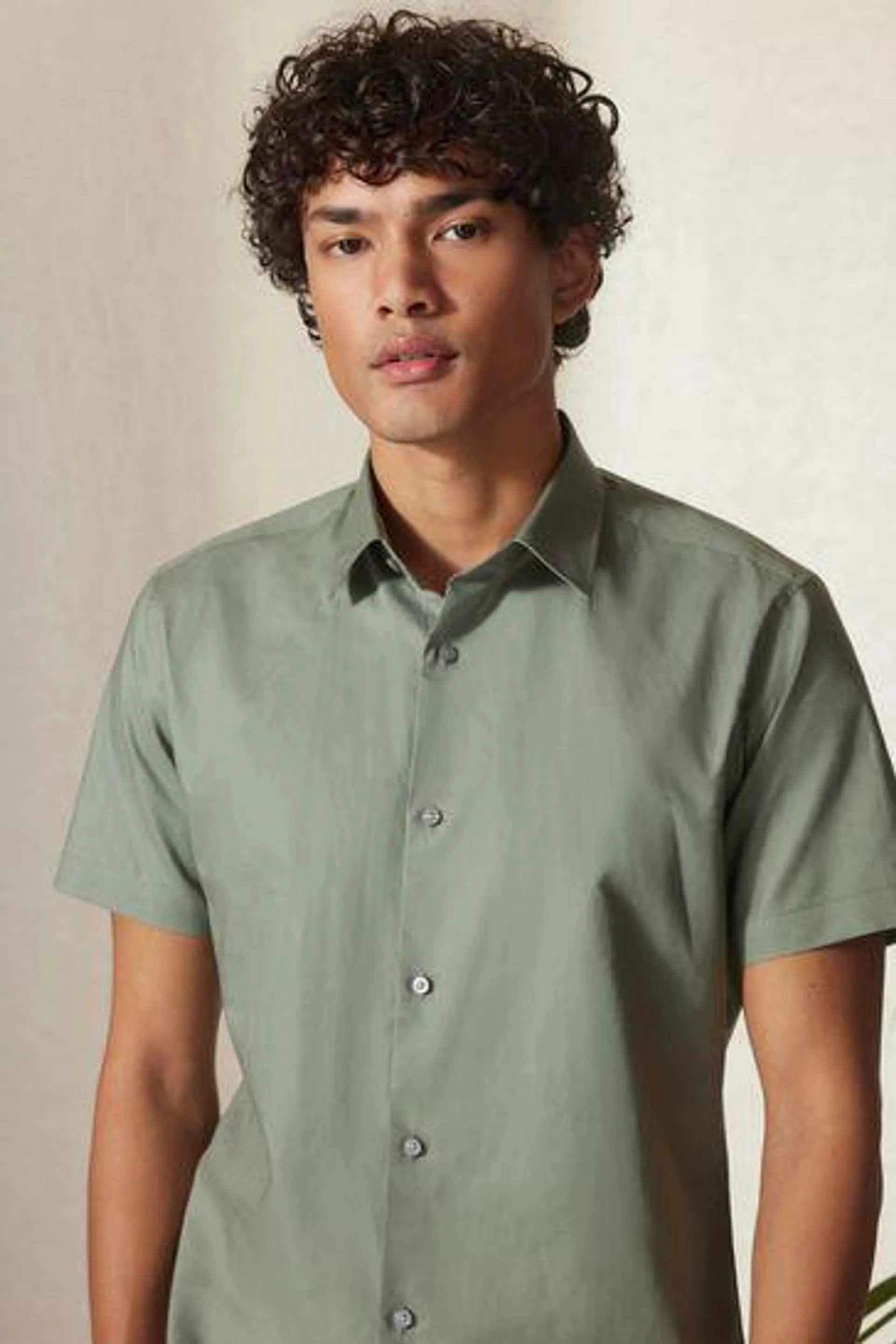 Linen Blend Trimmed Shirt