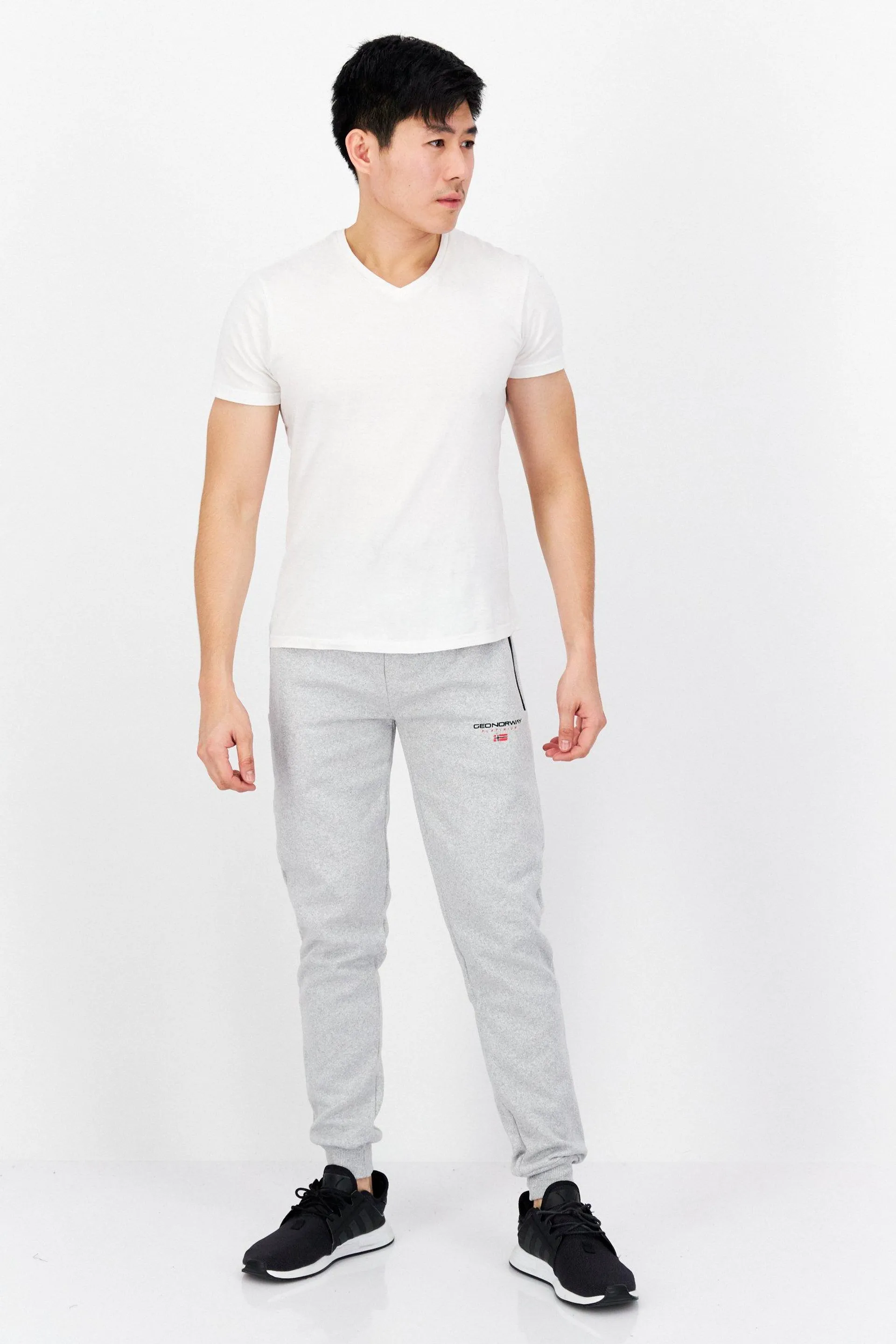 Men Regular Fit Brand Logo Jogger Pant, Heather Grey