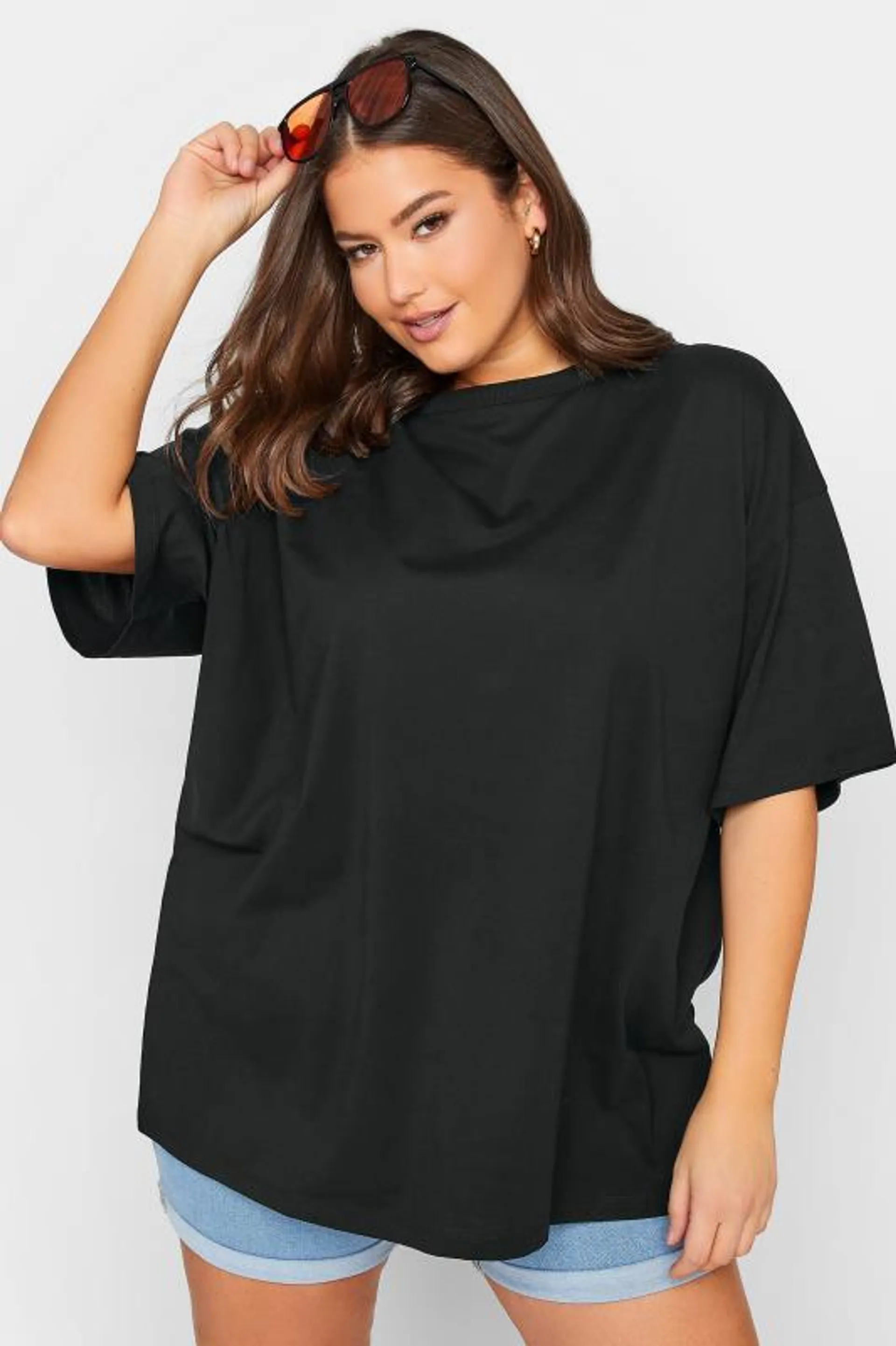 YOURS Curve Black Oversized Boxy T-Shirt