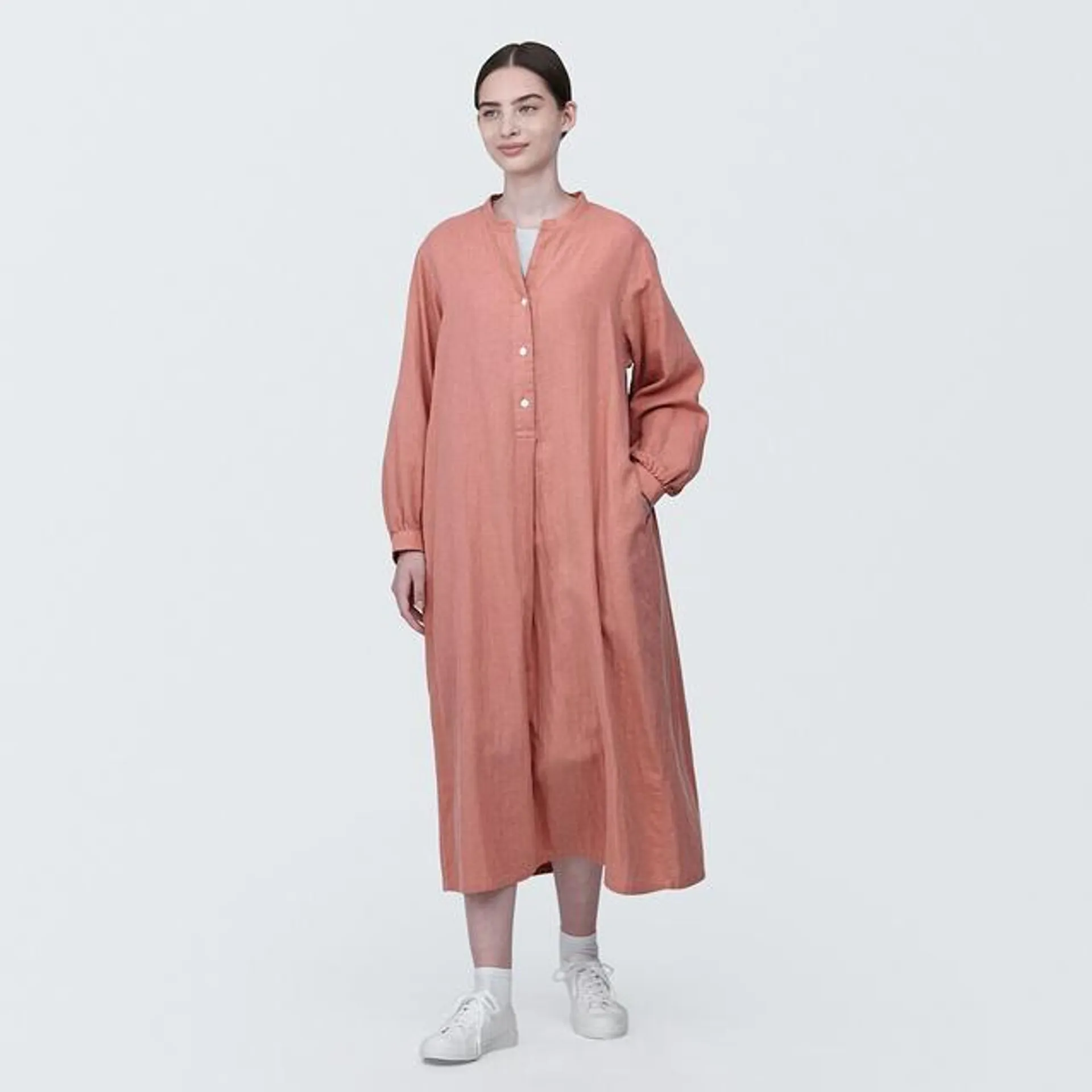 Kapok Blend Double Gauze Long Sleeve Dress