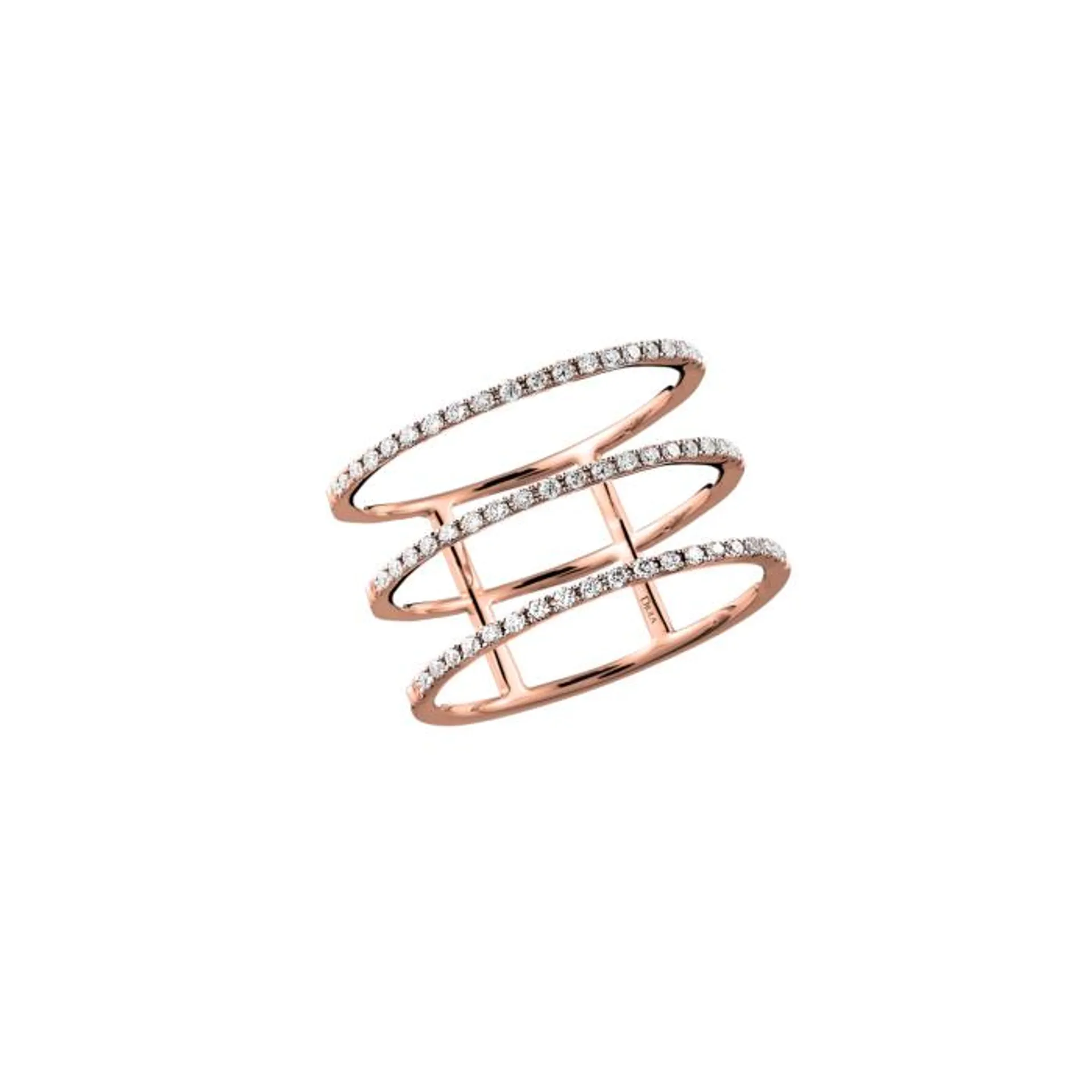 Djula Graphique Diamond Triple Band Ring in 18K Gold