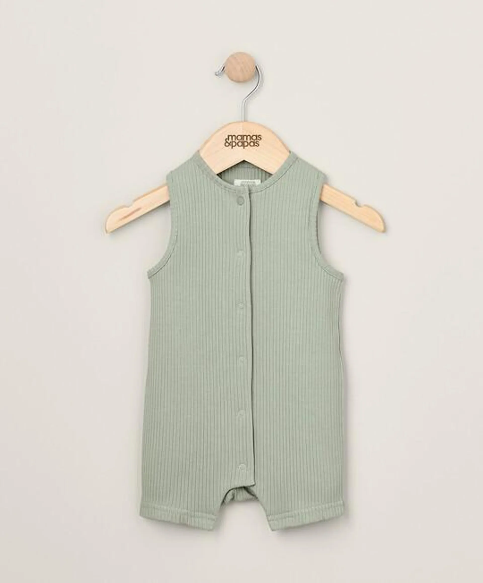 Ribbed Sleeveless Romper - Sage Green