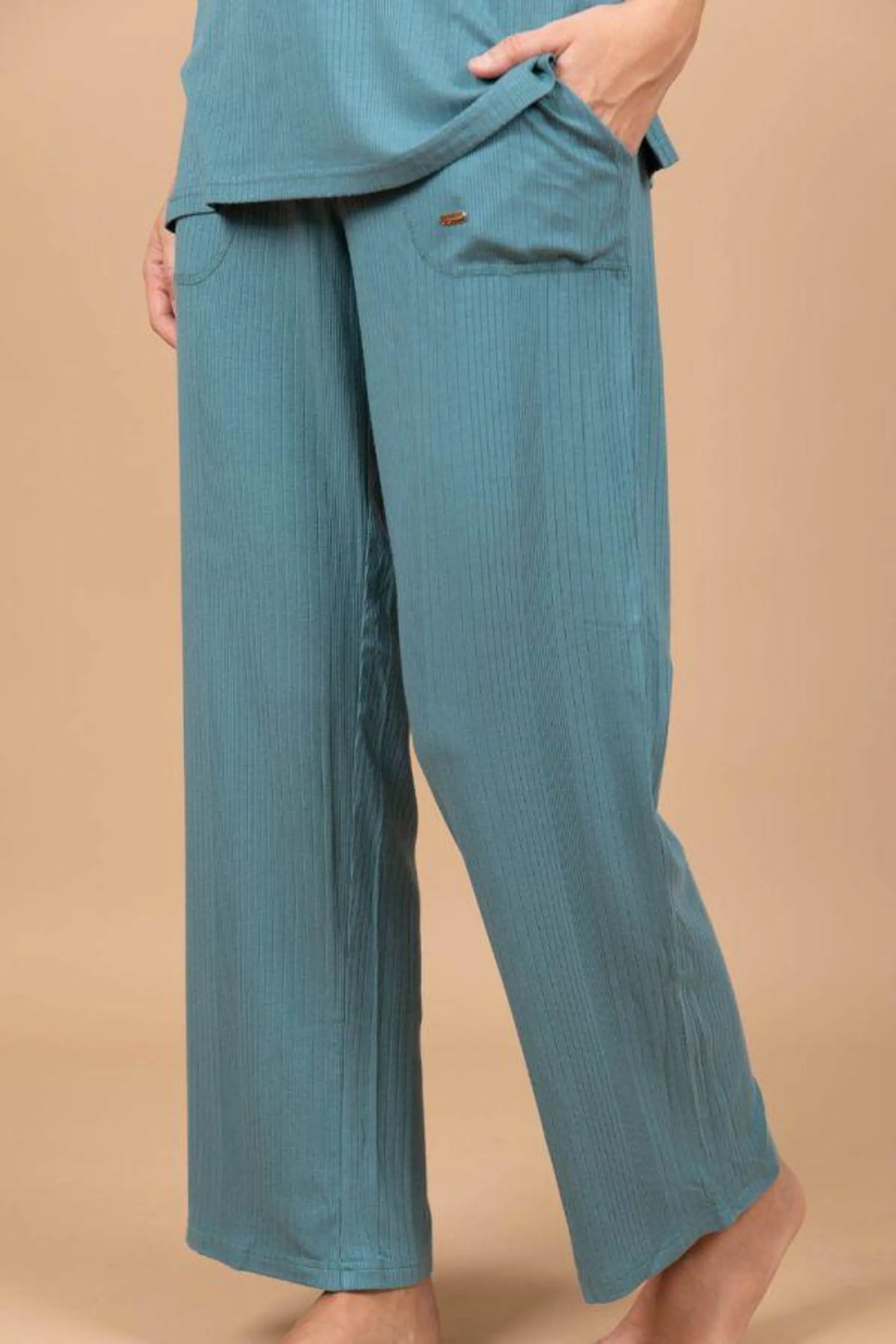 Ladies Green Variegated Rib Lounge Pant