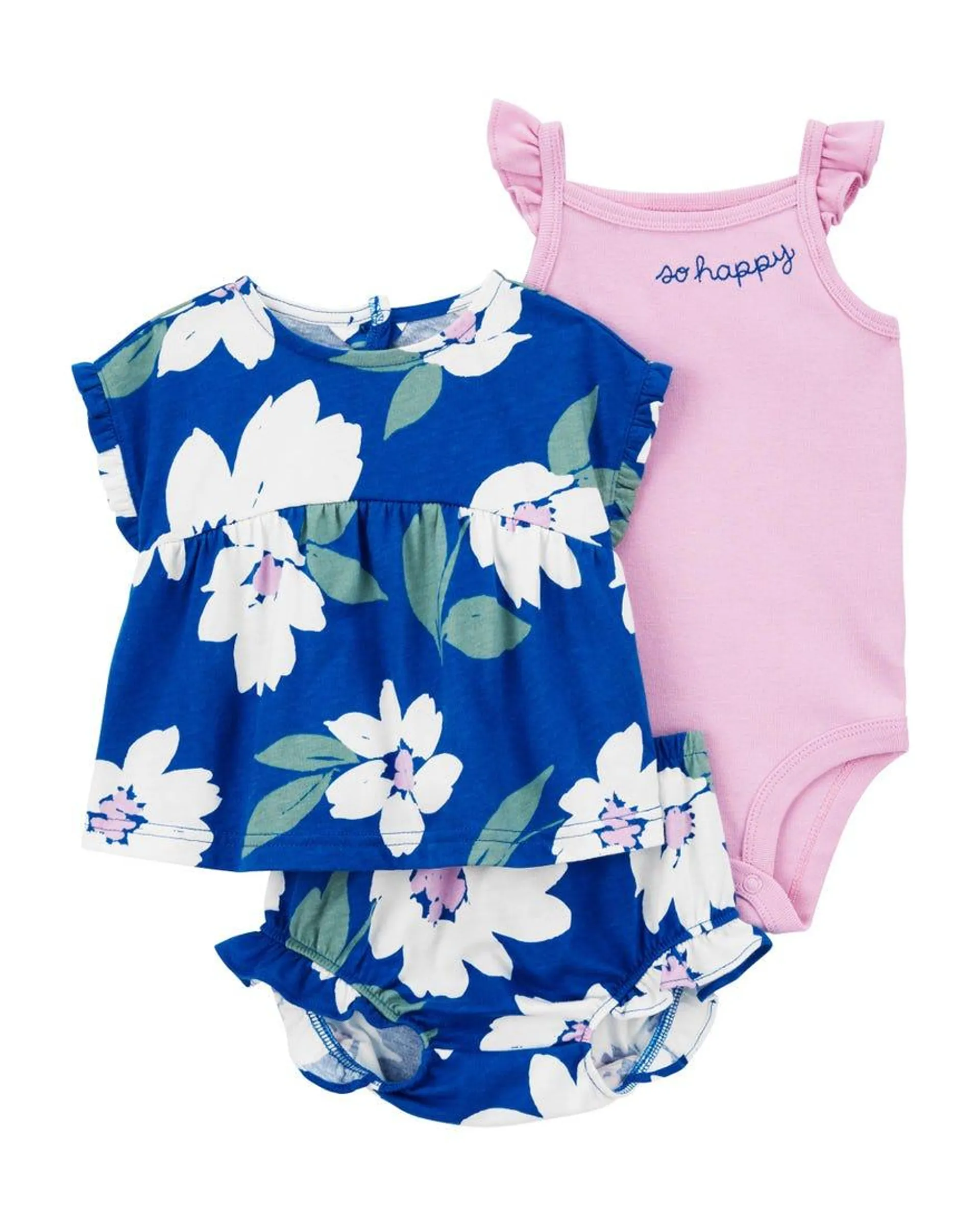 Floral 3-Piece Set - Blue