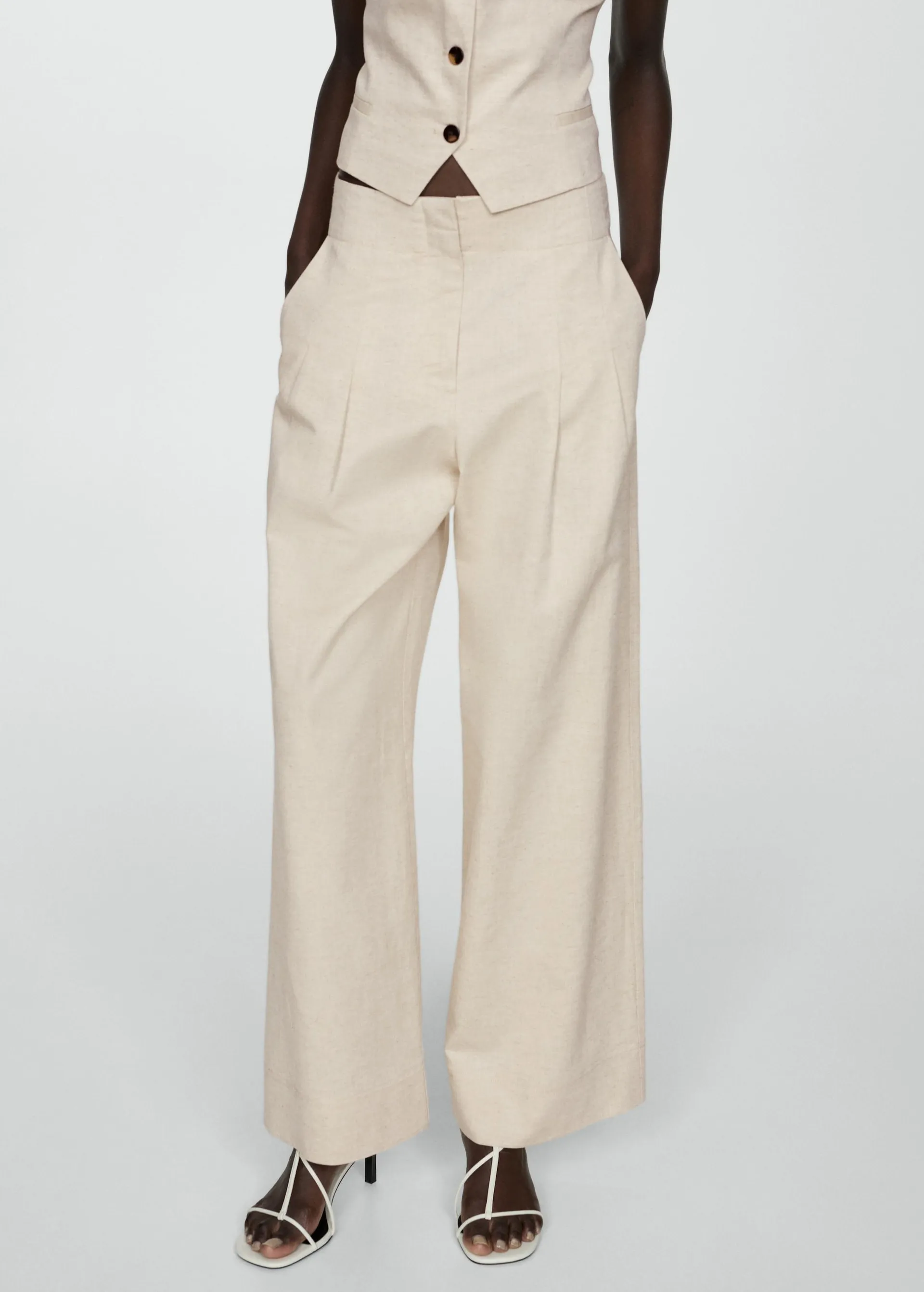 Wideleg pleated trousers