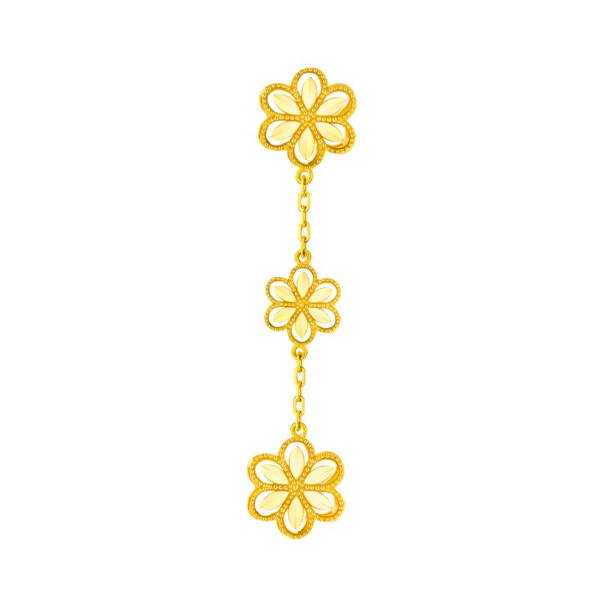 Anmol Floret Trio Motif Drop Earrings in 21K Yellow Gold