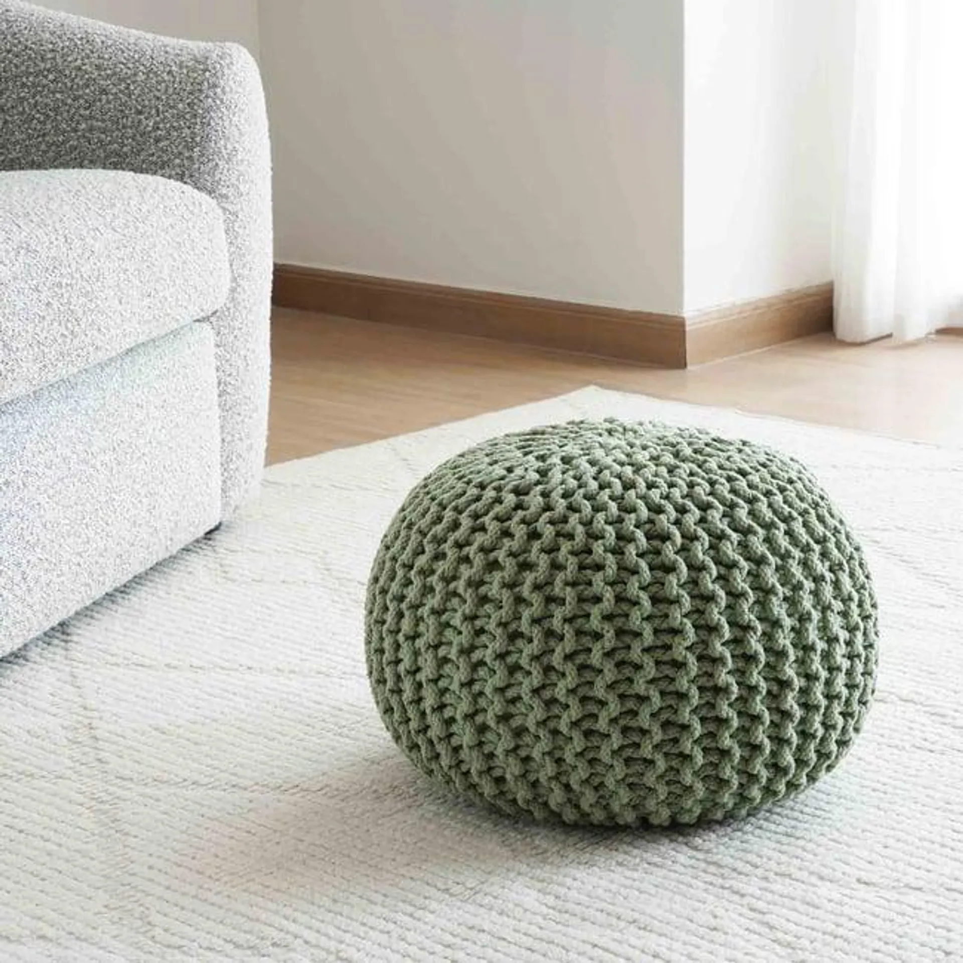erena knitted pouf 40x40x30cm - sage