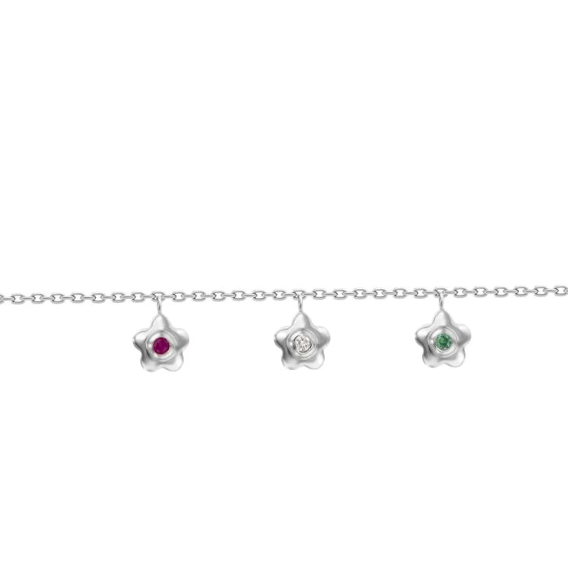 Children's Jewellery Ara Diamond and Precious Stones Strawberry Flower Bracelet White Gold