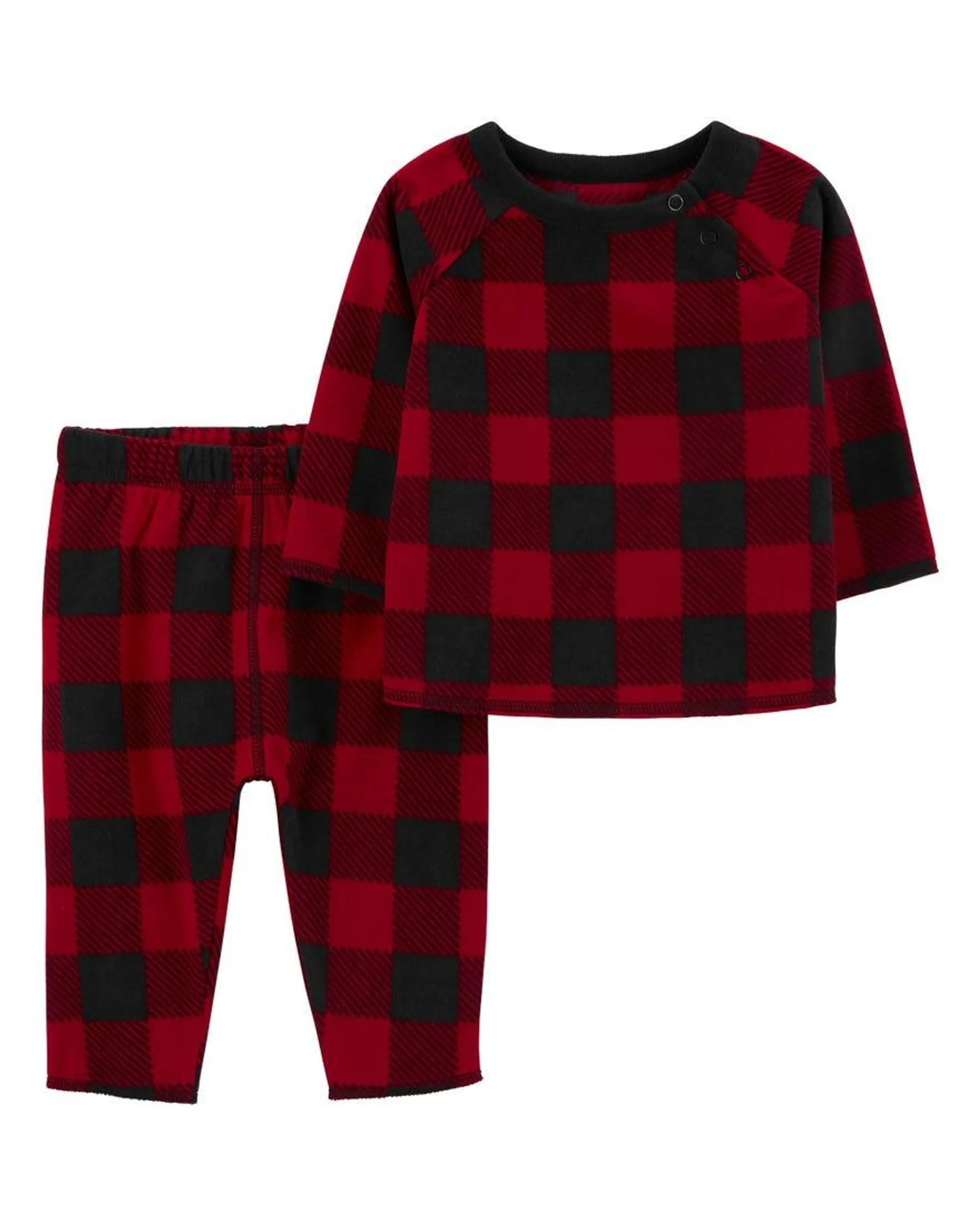 2-Piece Plaid Fleece Outfit Set