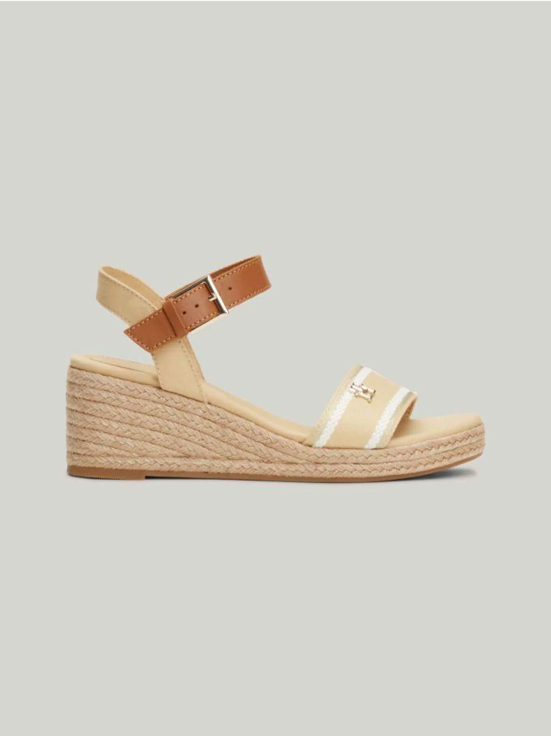 Webbing Strap Rope Detail Wedge Sandals