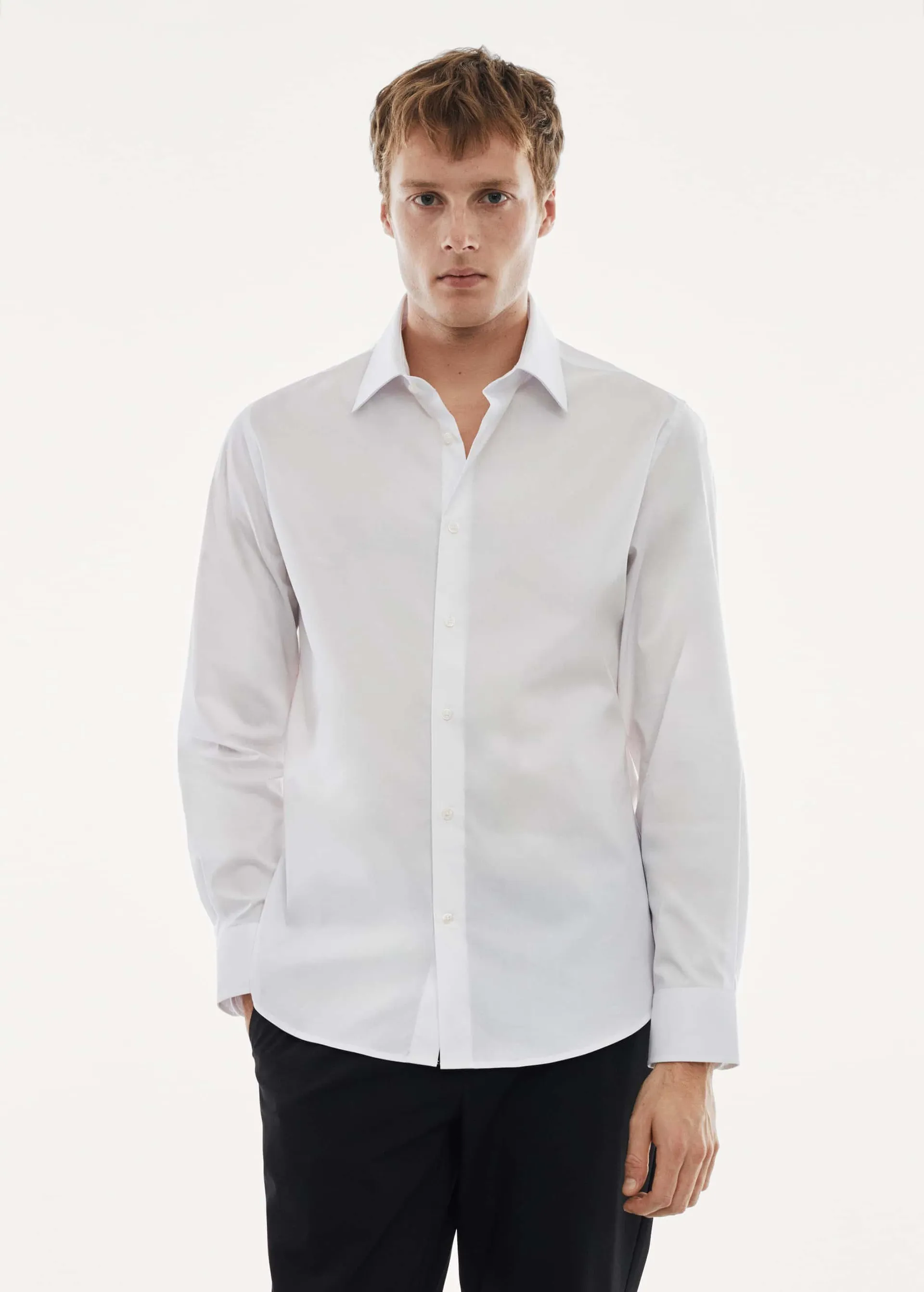 Regular-fit stretch cotton shirt