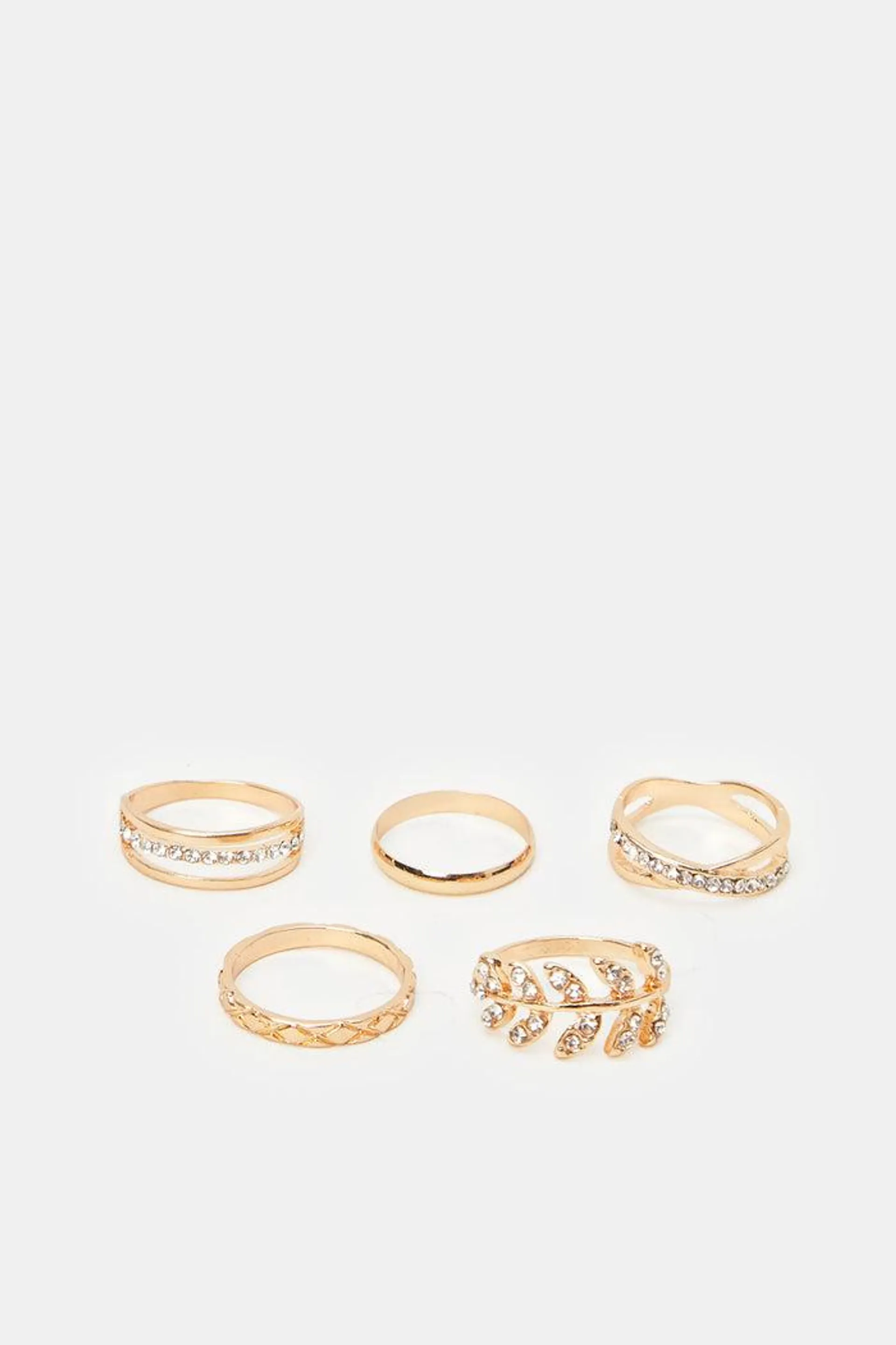 Women Embellished Gold Ring Set (5 Piece)