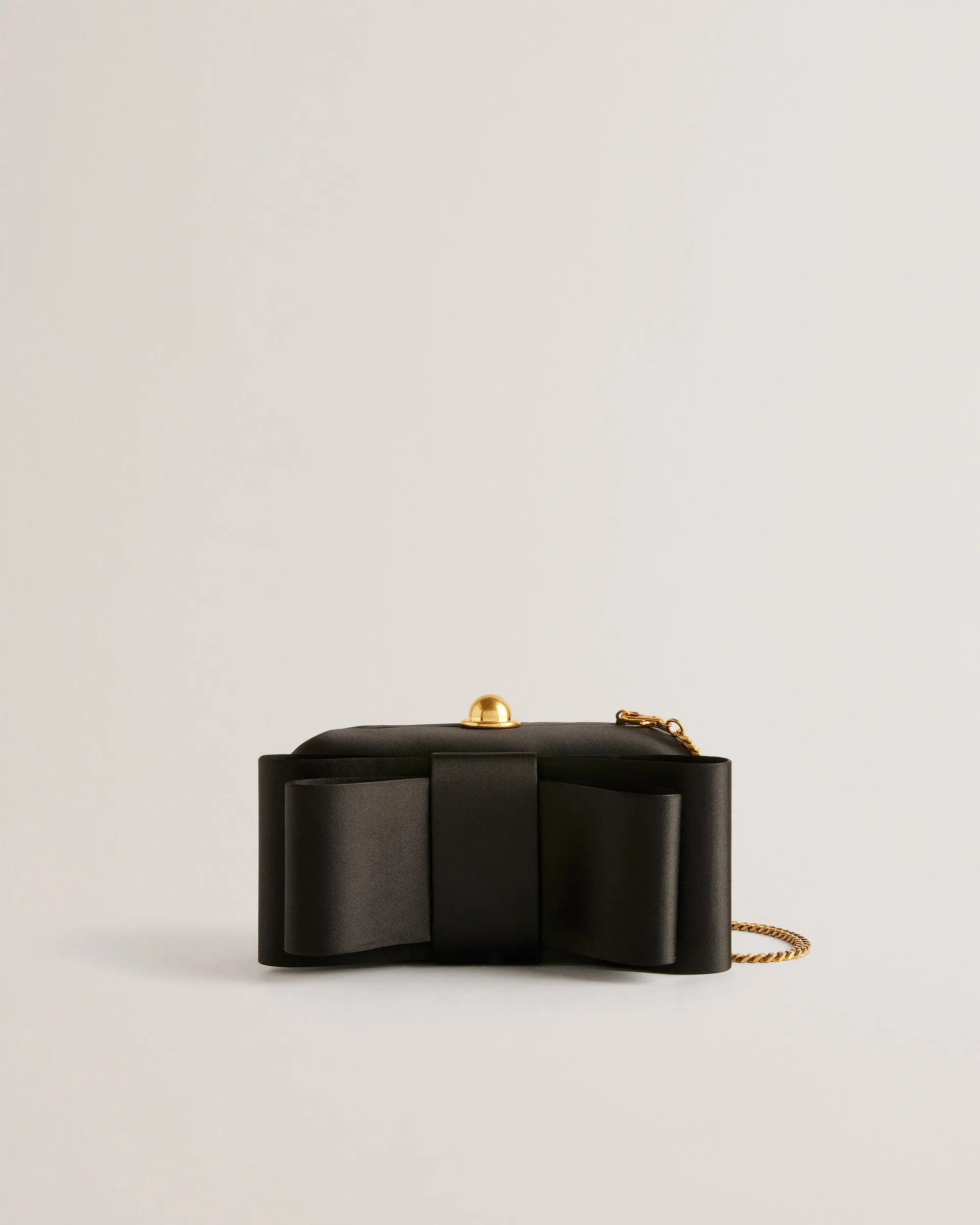 Bowelaa Satin Bow Clutch Bag Black