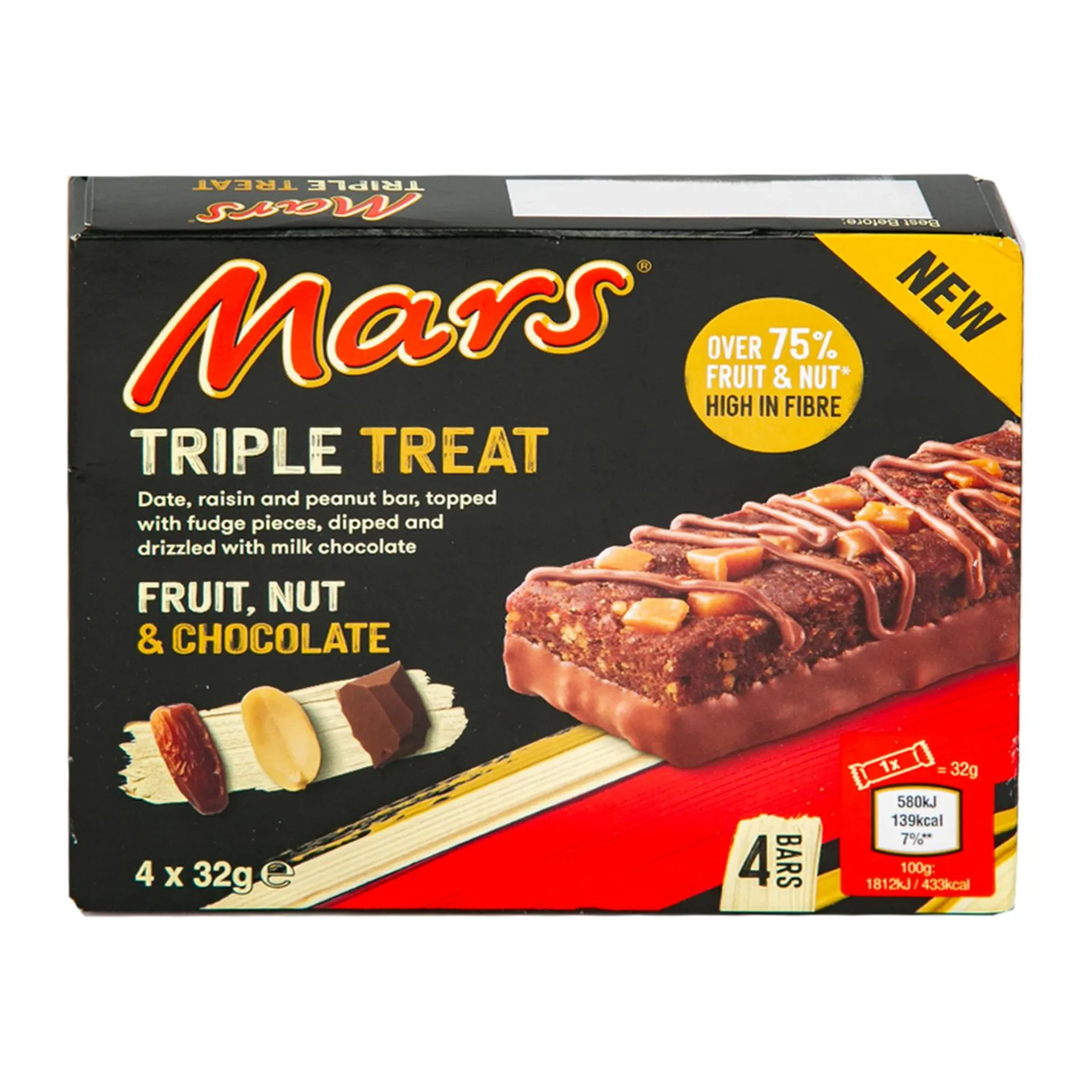 Mars Triple Treat Fruit & Nut Chocolate Bar 4 x 32 g