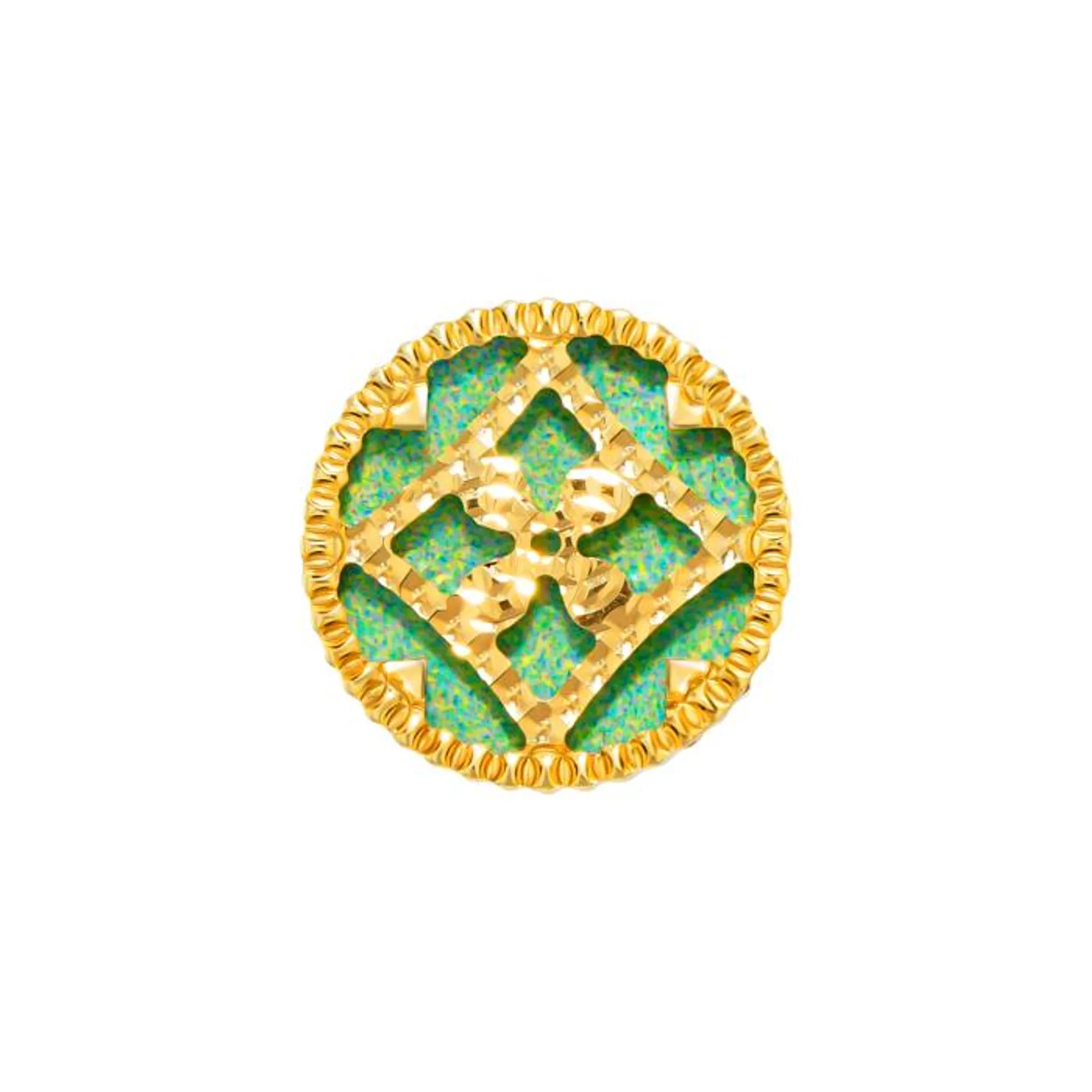 Amelia Versailles Stud Earrings with Coloured Mother Of Pearl in 18K Yellow Gold