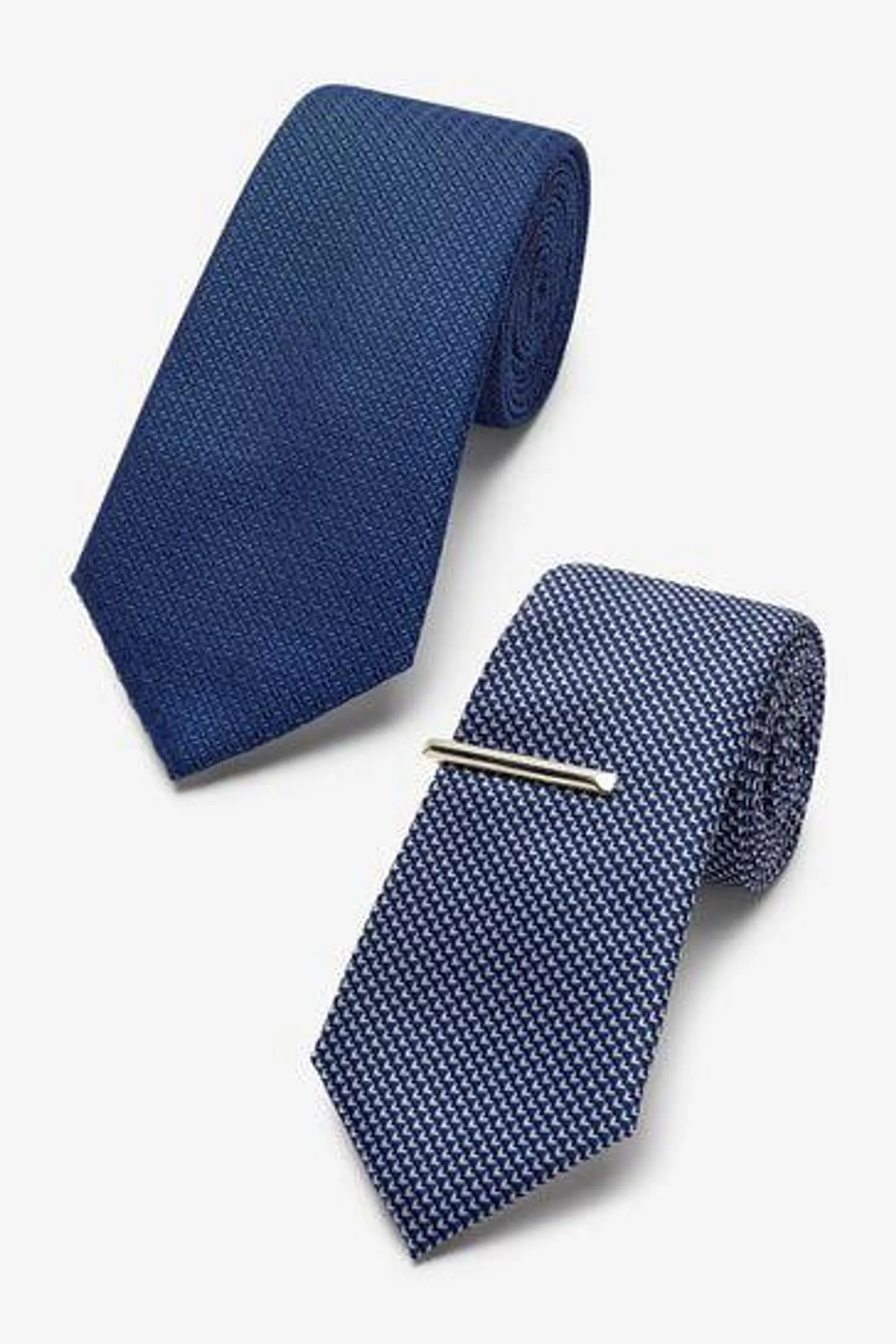 Textured Tie With Tie Clip 2 Pack
