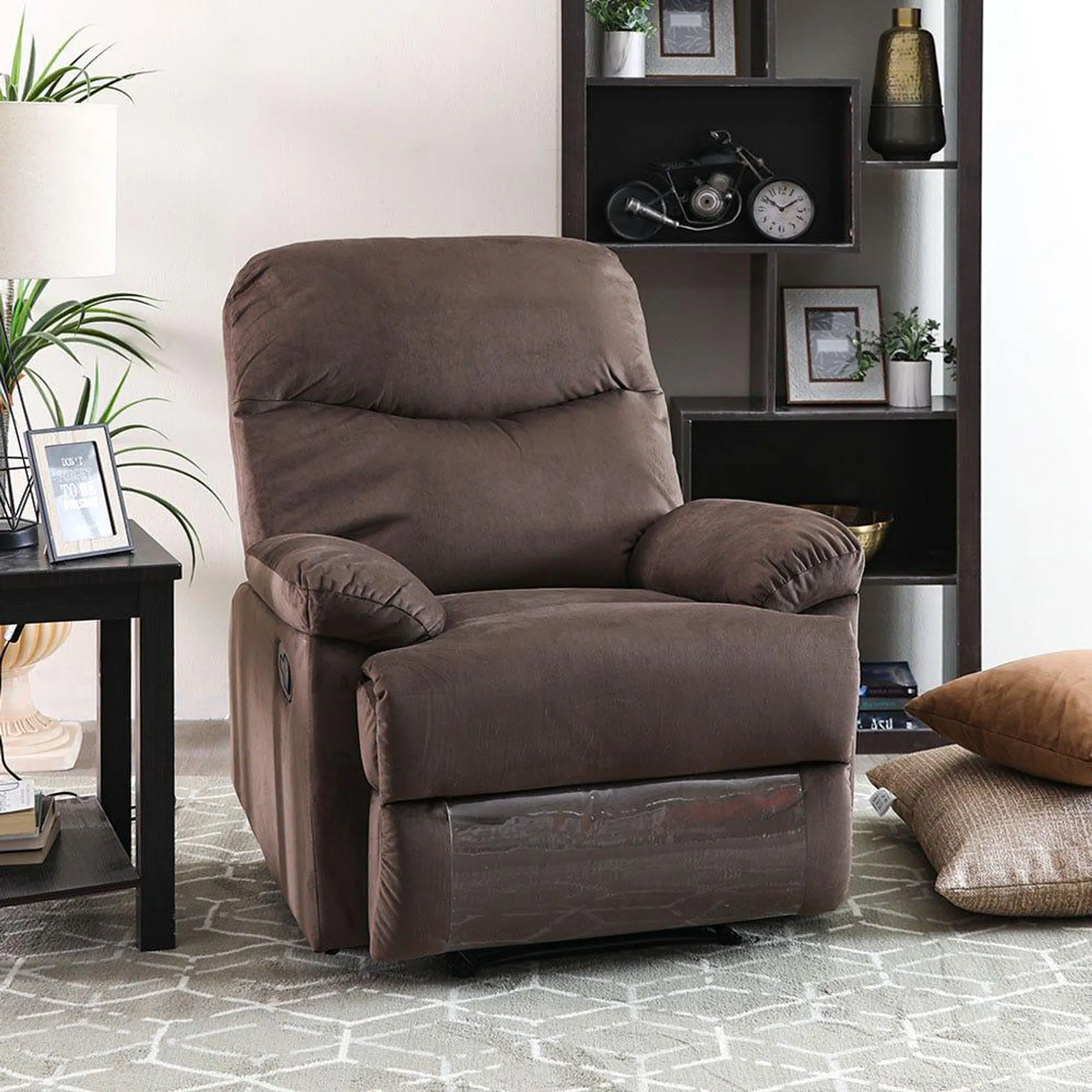 V2 Benedict 1 Seater Fabric Recliner-Chocolate