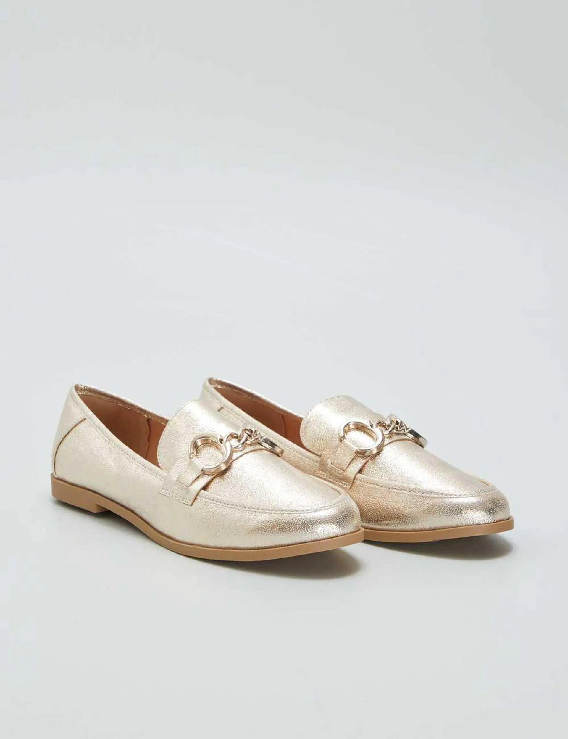 Gold glitter loafers