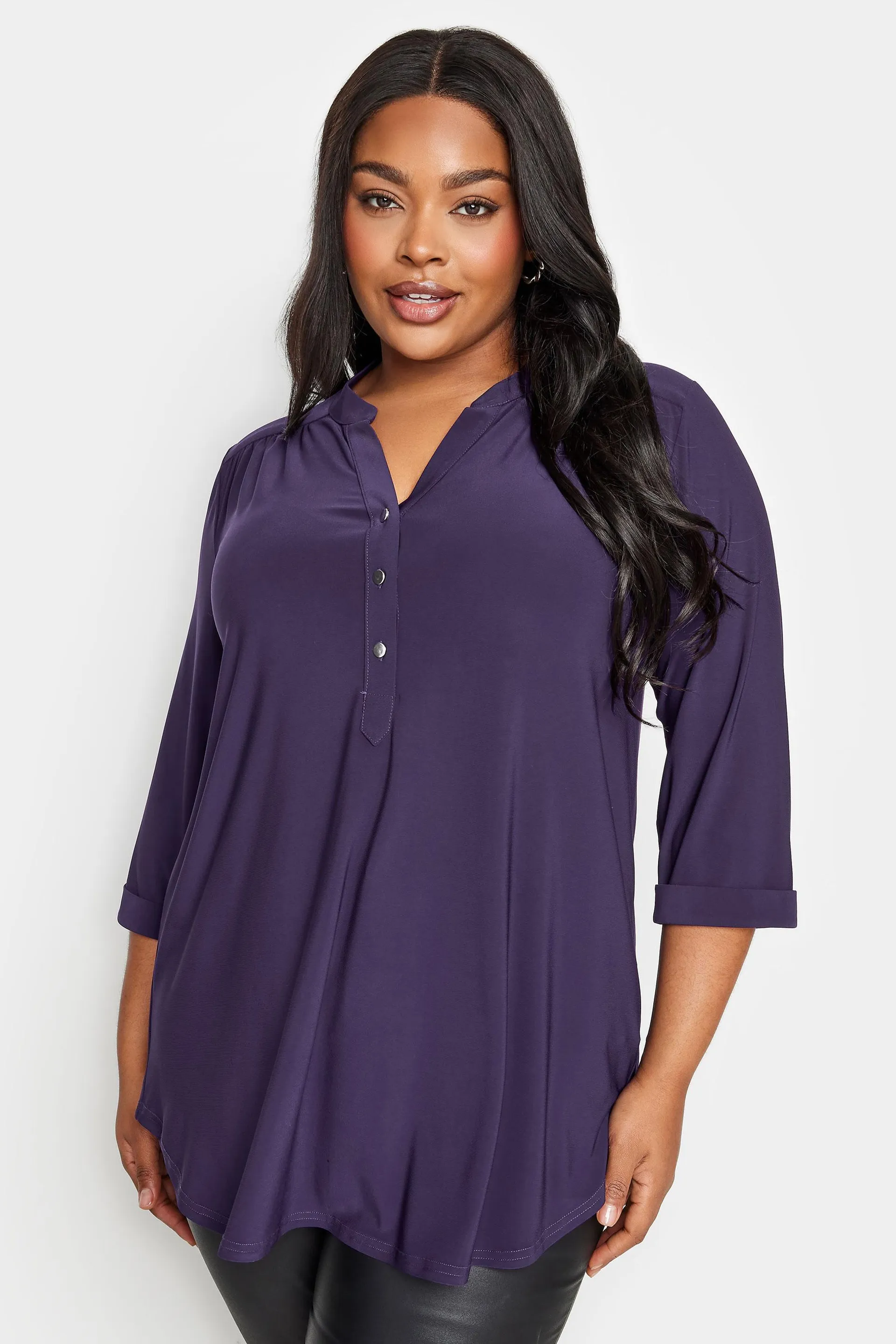 YOURS Curve Purple Half Placket Shirt