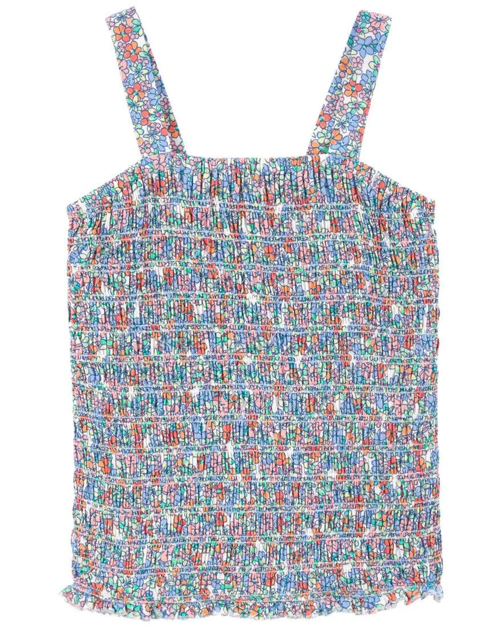 Floral Print LENZING™ ECOVERO™ Smocked Tank