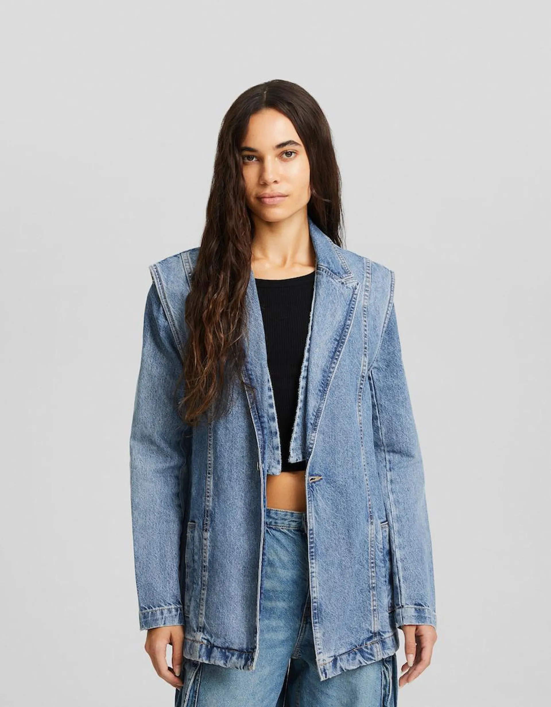 Denim detachable blazer