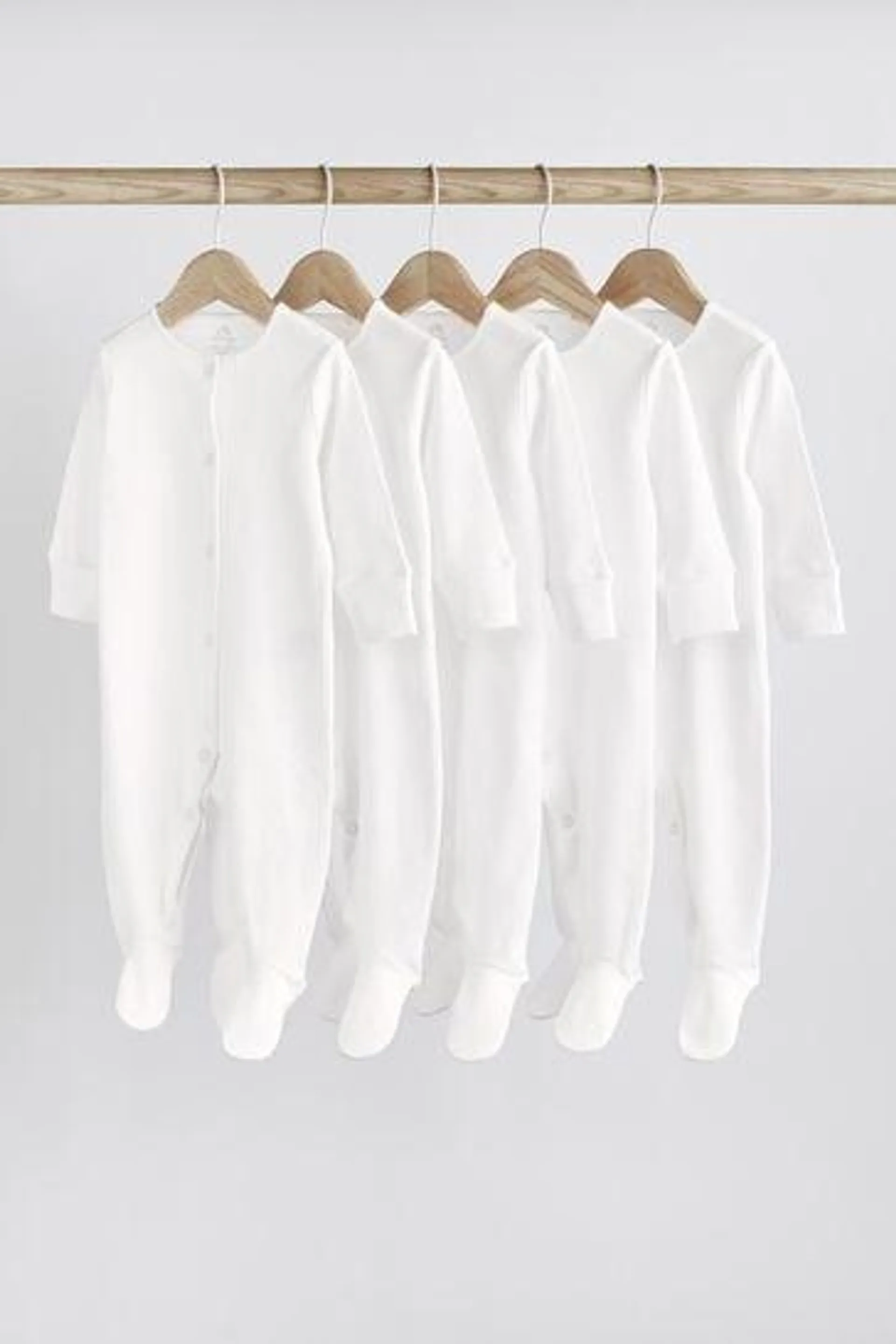 White Cotton Baby Sleepsuits (0-18mths)