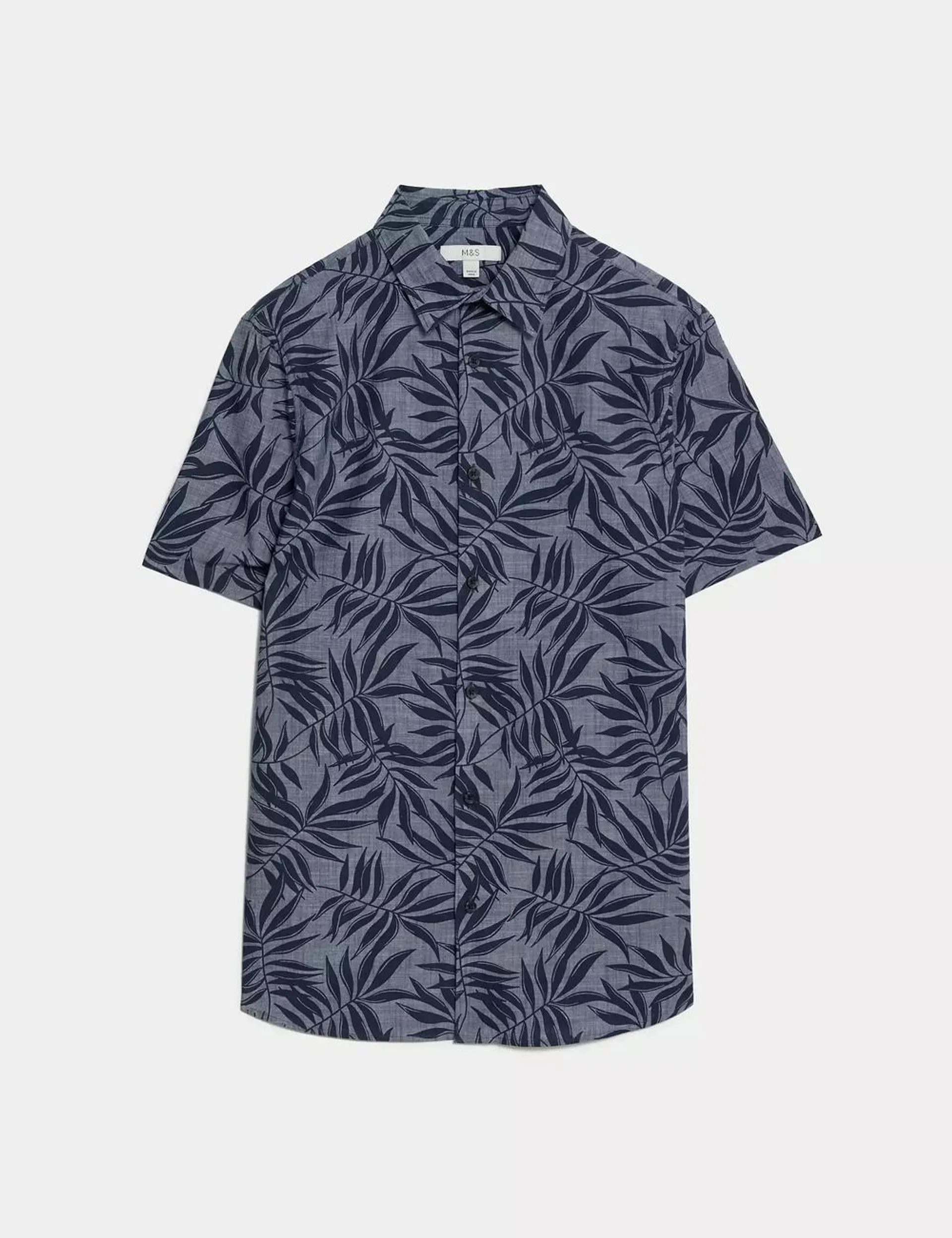 Easy Iron Pure Cotton Palm Print Shirt