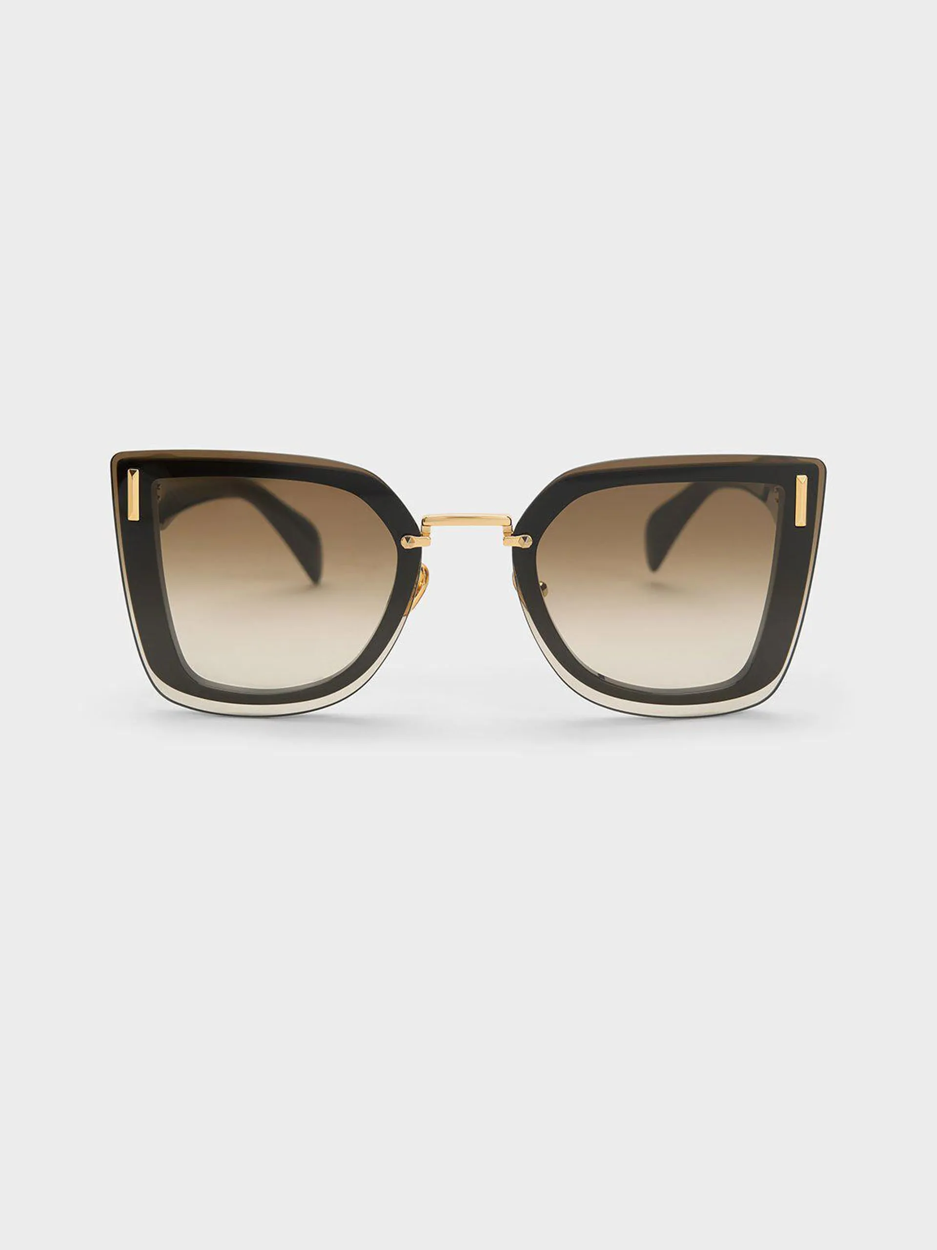 Recycled Acetate Geometric Butterfly Sunglasses - Black