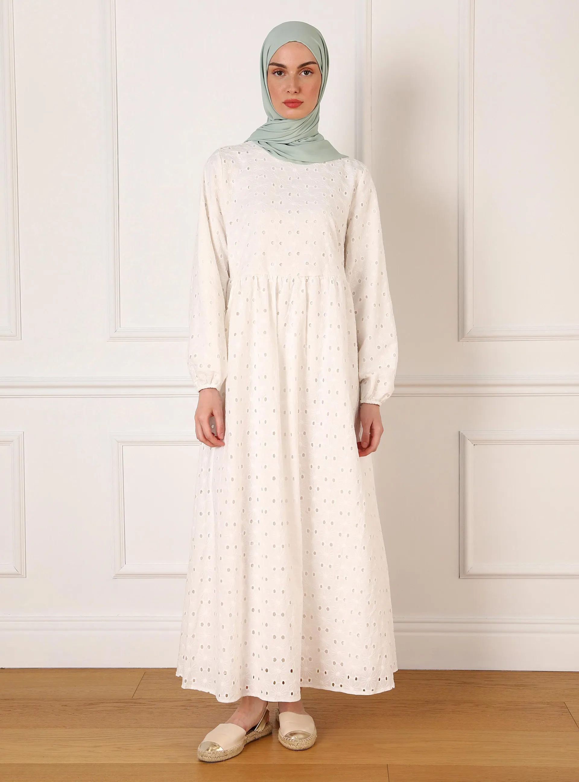 Off White - Fully Lined - Modest Dress