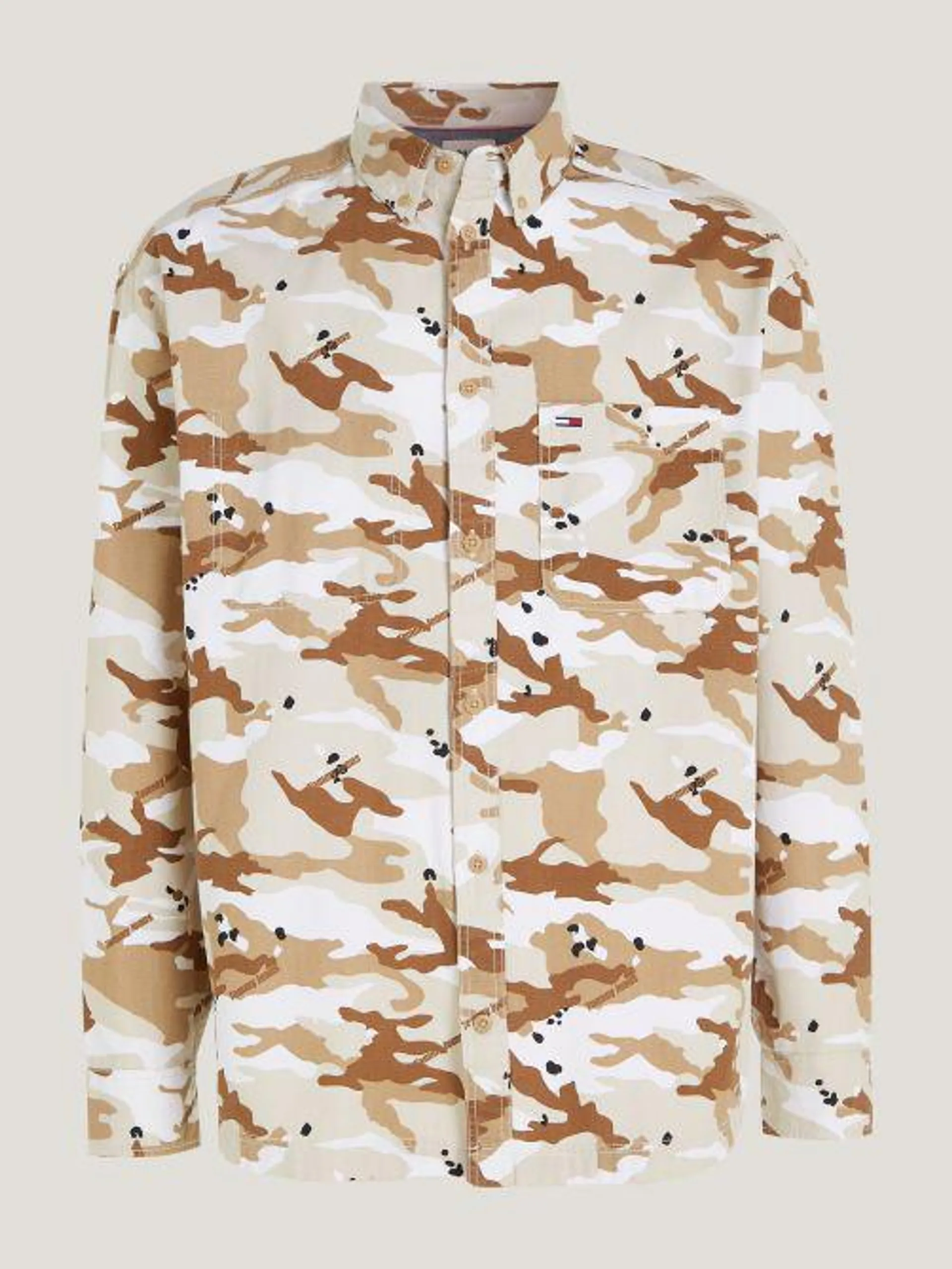 Woodland Camo Print Oversized Canvas Shirt