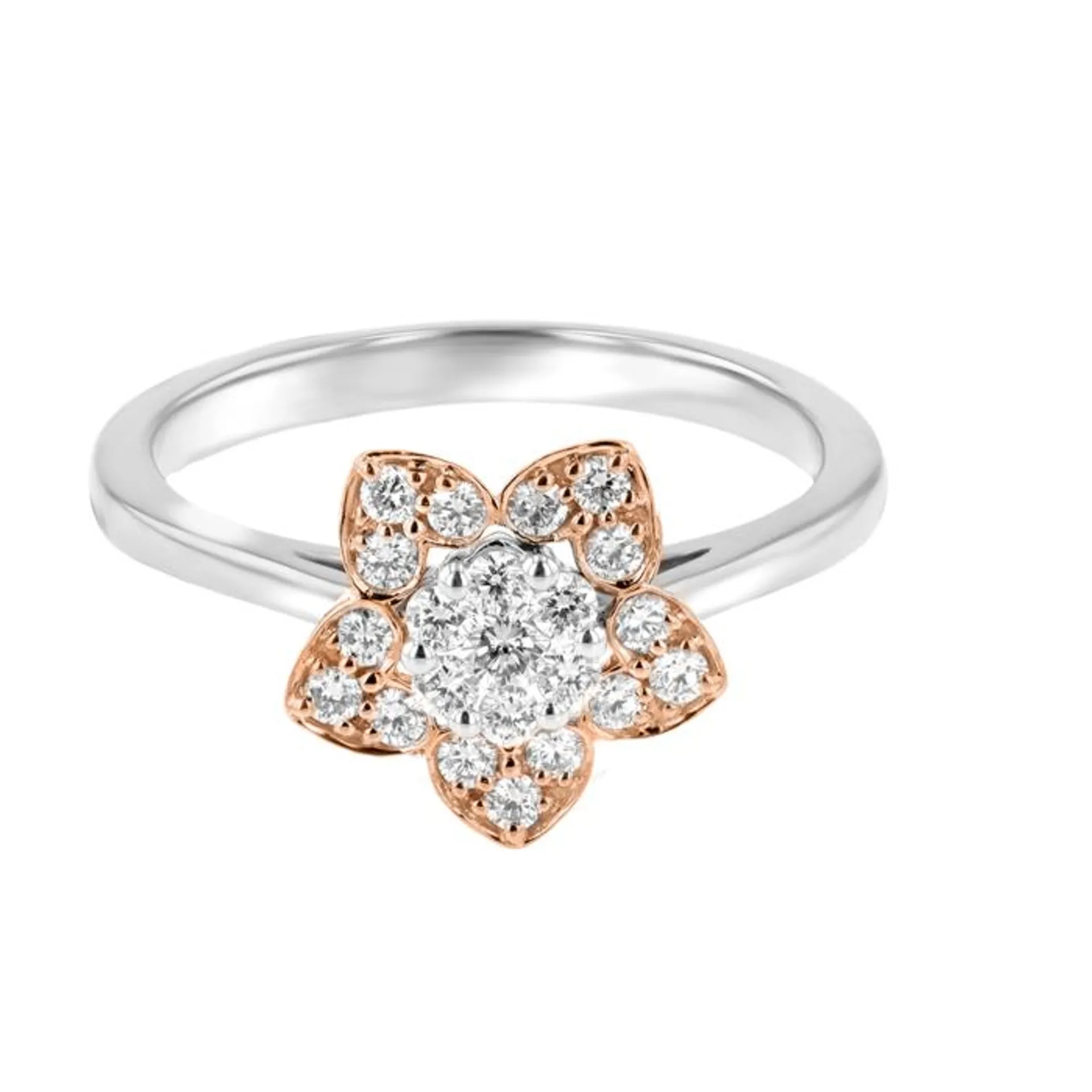 Heart To Heart Star Flower Ring White and Rose Gold