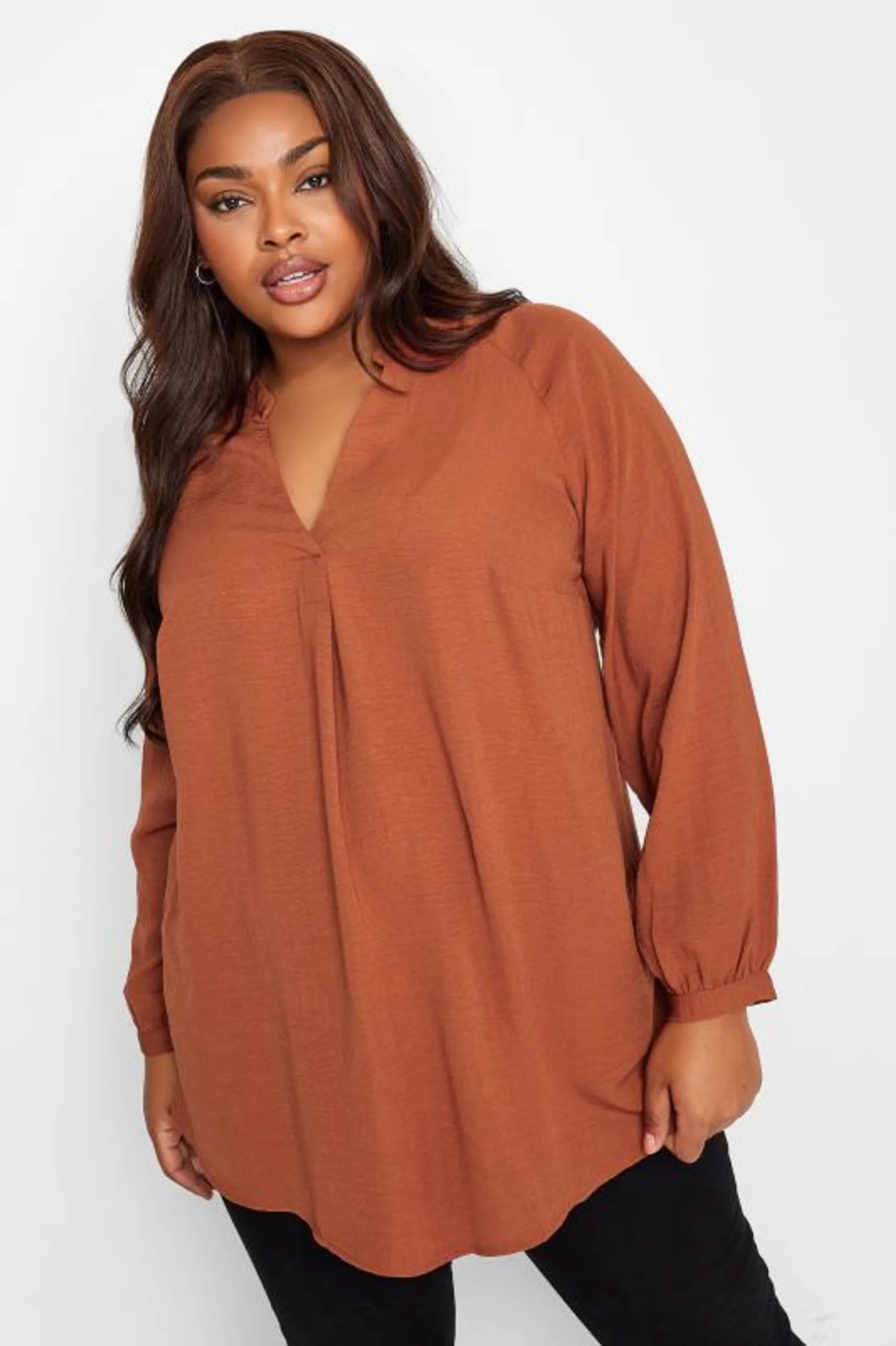 YOURS Curve Rust Orange Textured Tunic Shirt