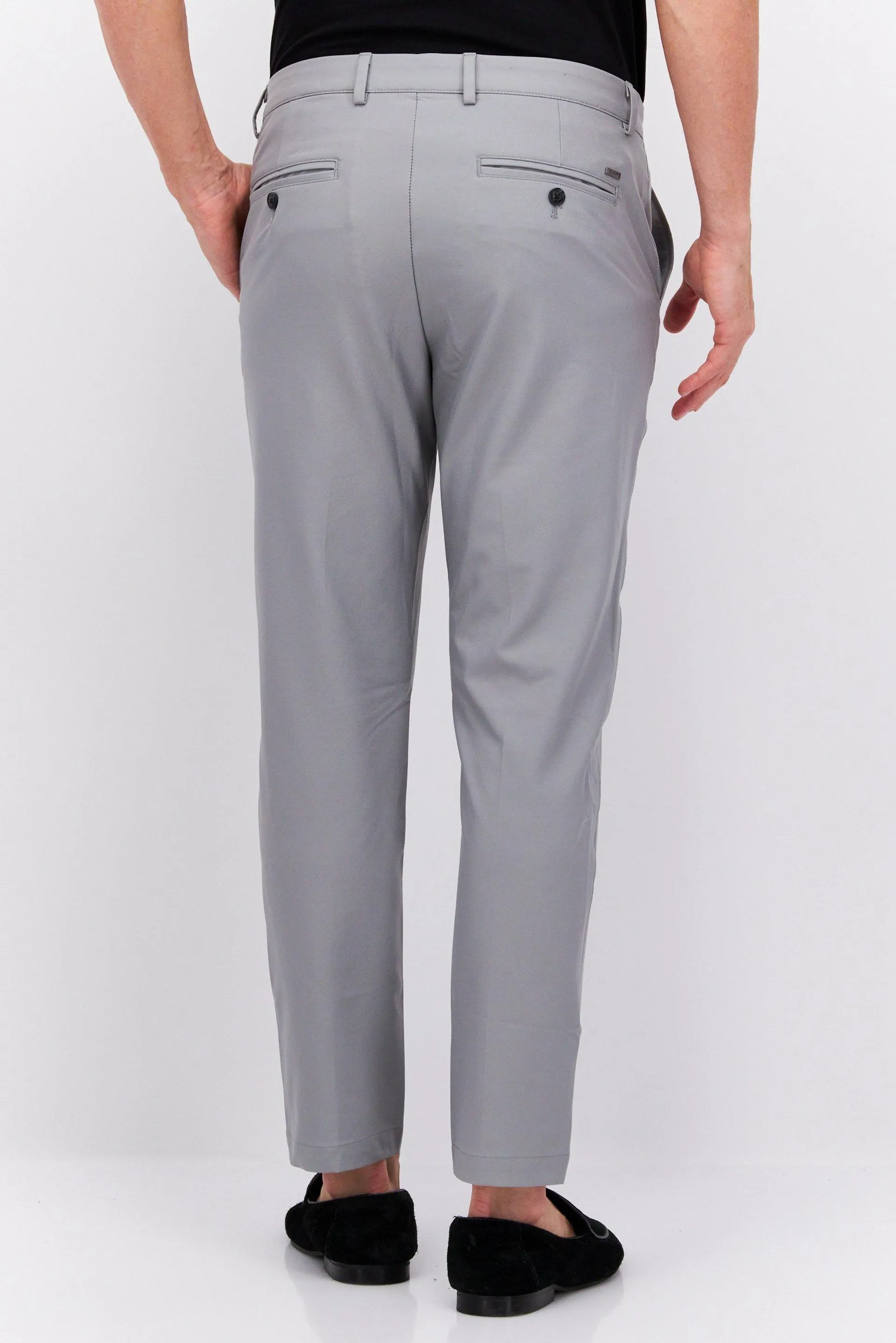 Men Classic Fit Plain Stretch Chino Pants, Grey