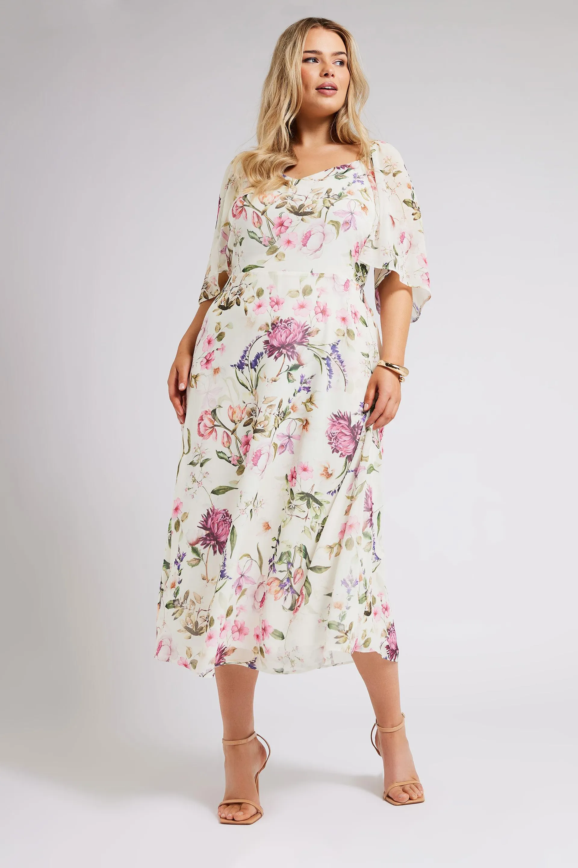 YOURS LONDON Curve Ivory White Floral Print Maxi Dress