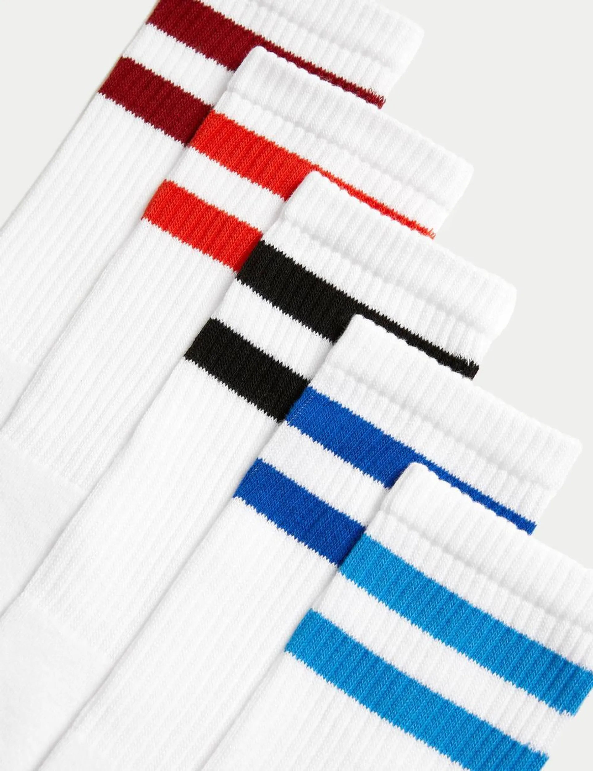 5pk Striped Cotton Rich Cushioned Sports Socks