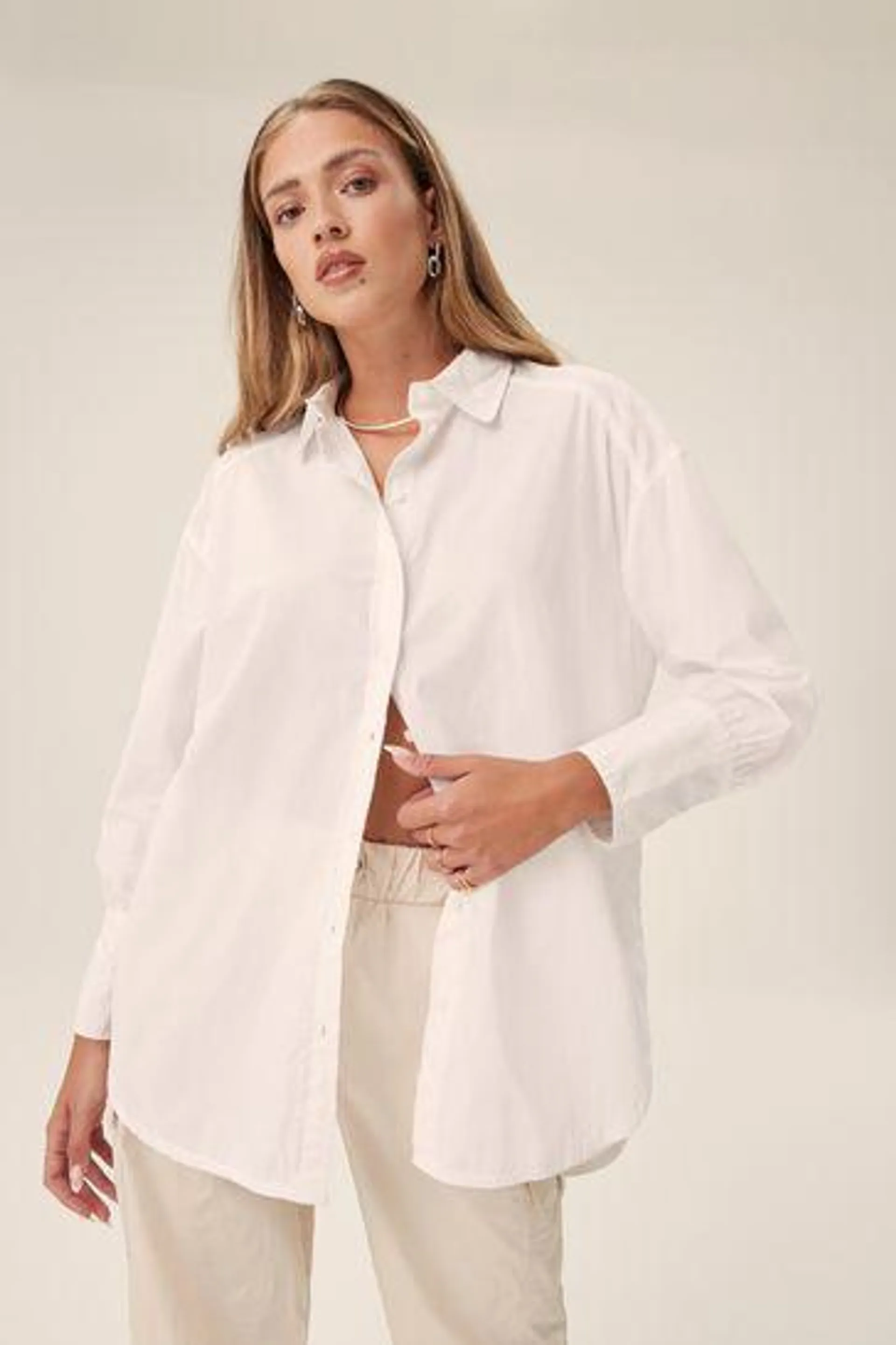 Oversized Long Sleeve Cotton Shirt