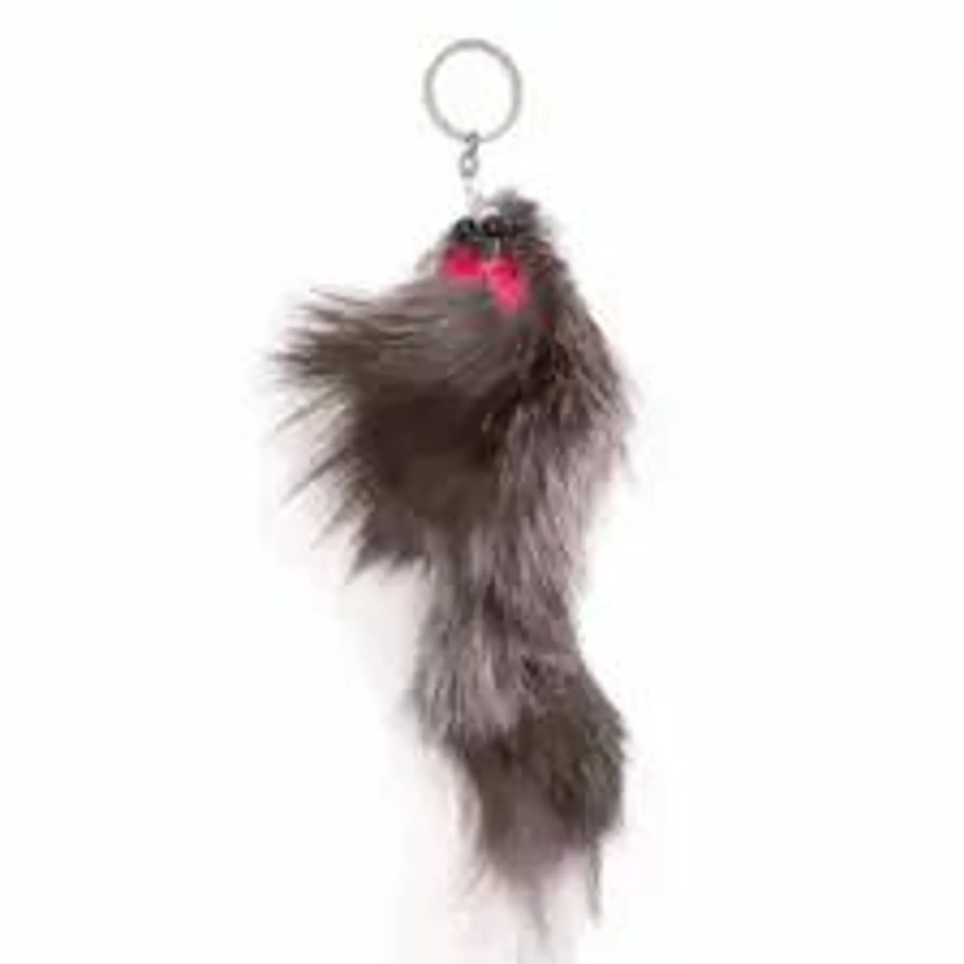 Soft Doll Keychain; Rodent Shape with Soft Fur and Pink Ribbon Keychain; Key Chains for Bags and Key